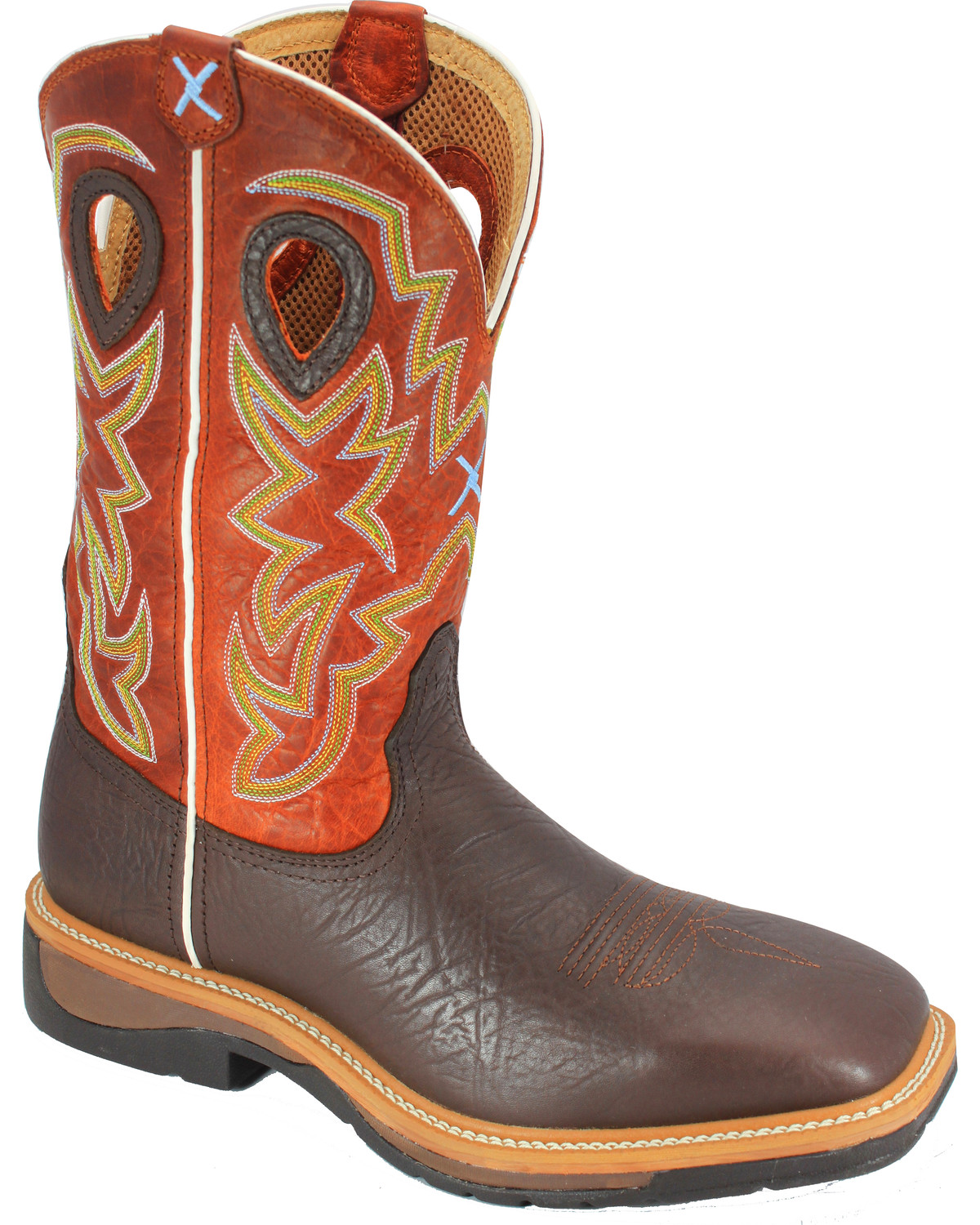 orange steel toe boots