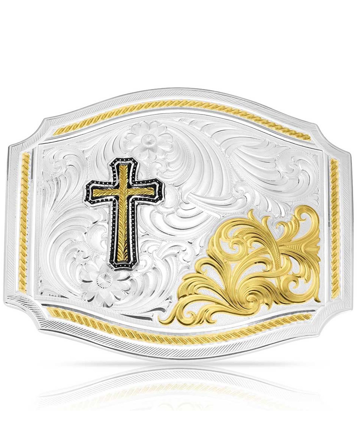 Montana Silversmiths Men's Two-Toned Cross Belt Buckle