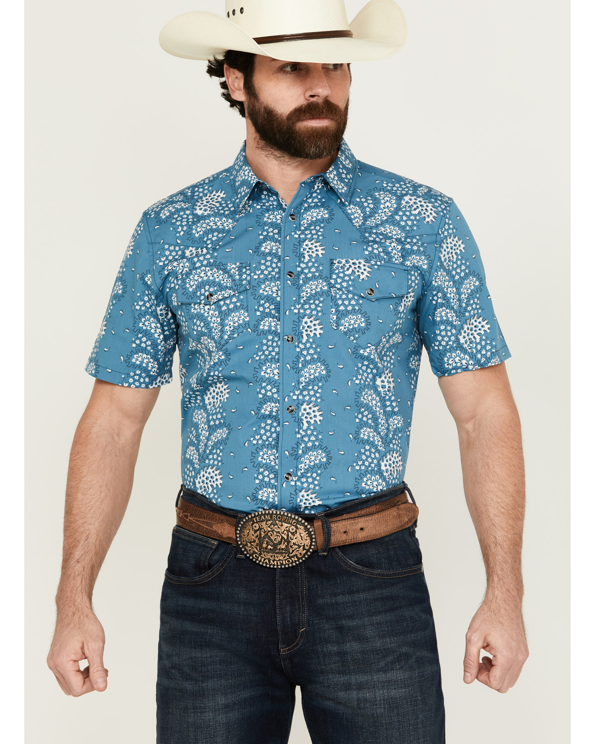 Gibson Men's Hayes Abstract Paisley Print Short Sleeve Snap Western Shirt