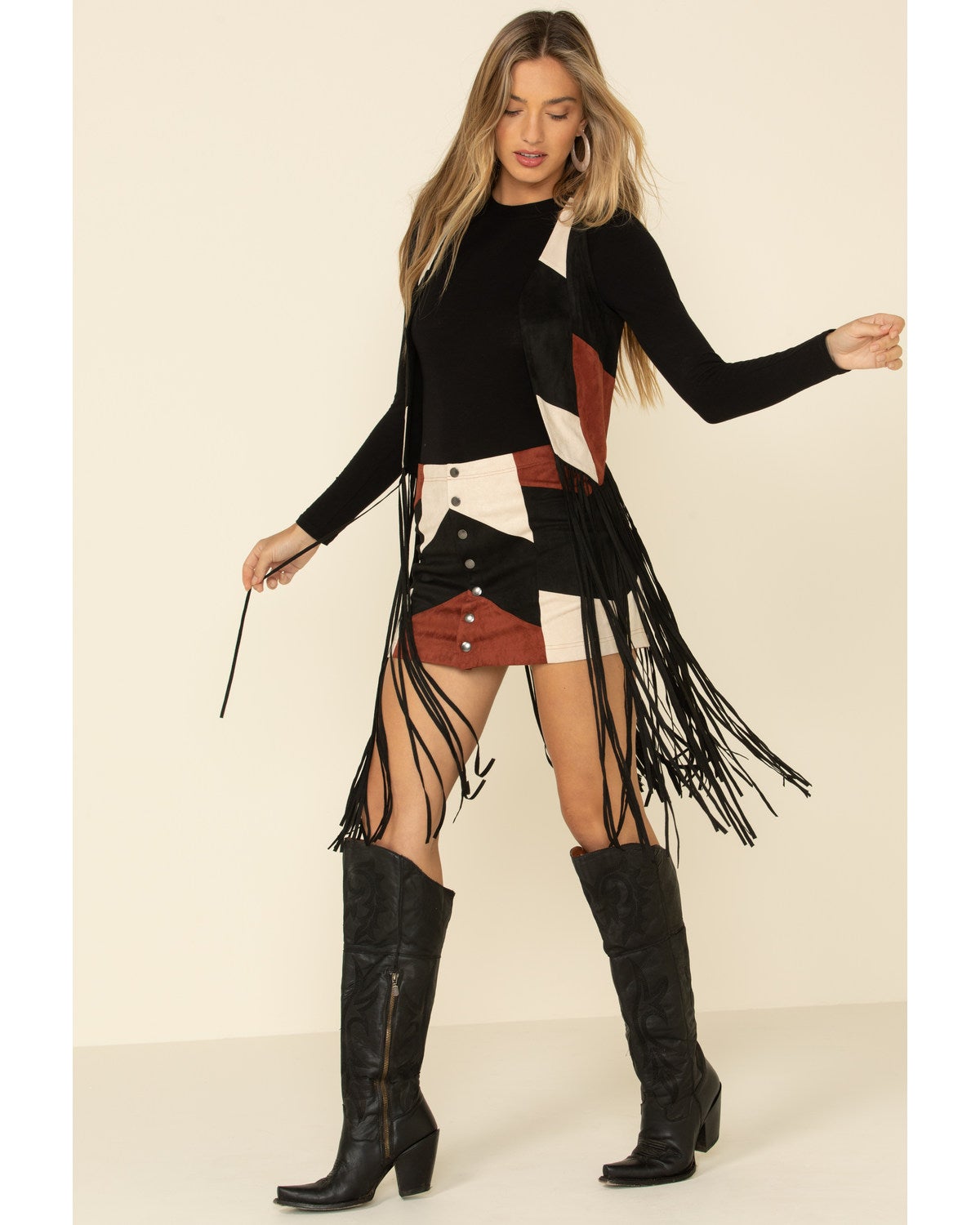 suede patchwork skirt