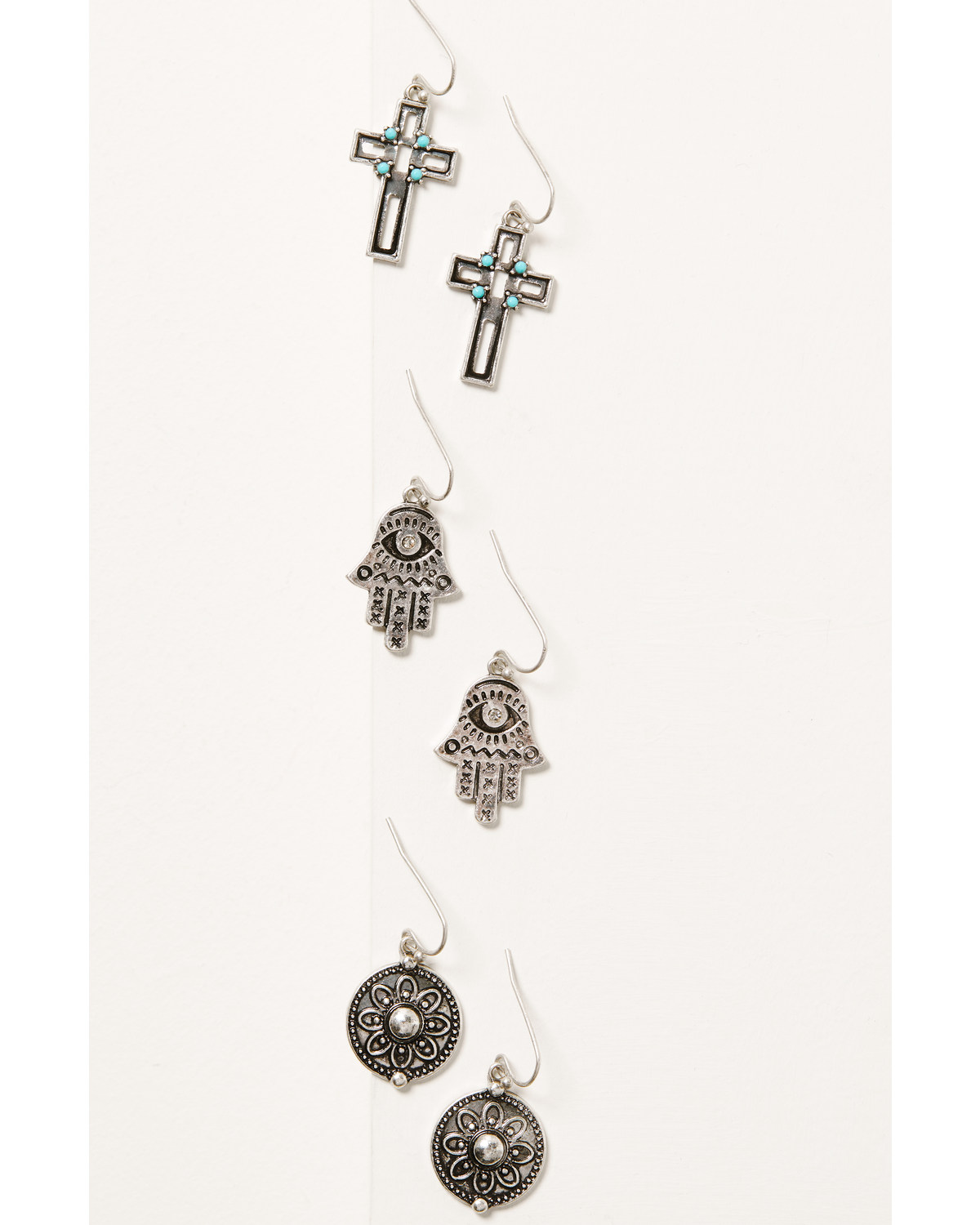 Shyanne Women's Cross Hamsa Metal Earring Set