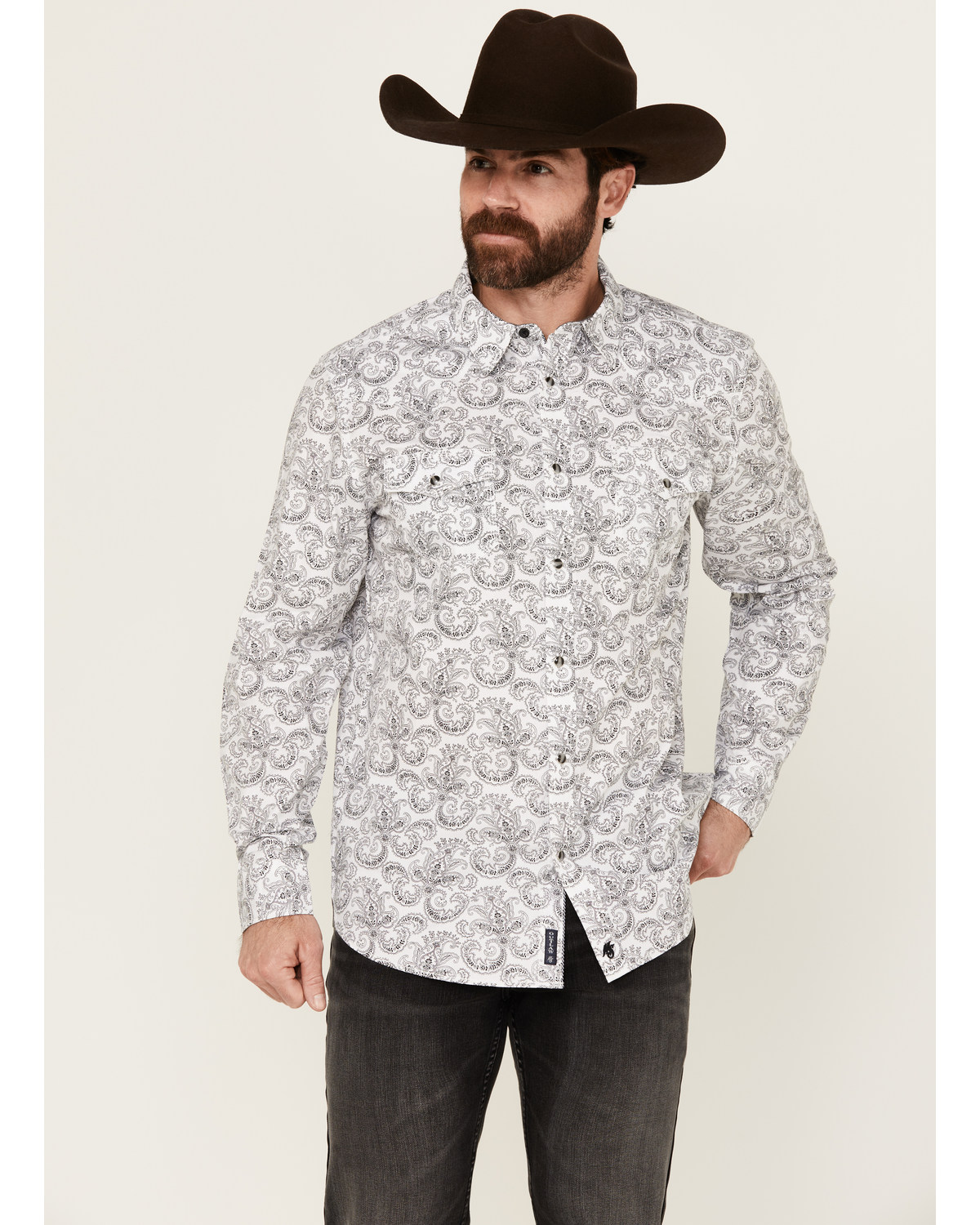 Moonshine Spirit Men's Empire Paisley Print Long Sleeve Snap Western Shirt