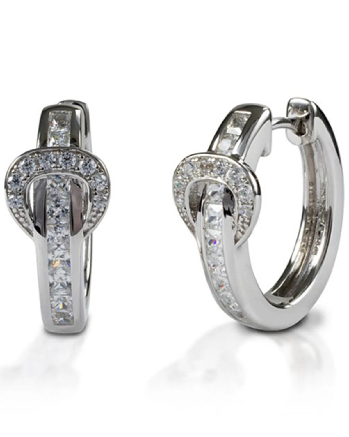 Kelly Herd Women's Clear Contemporary Buckle Hoop Earrings