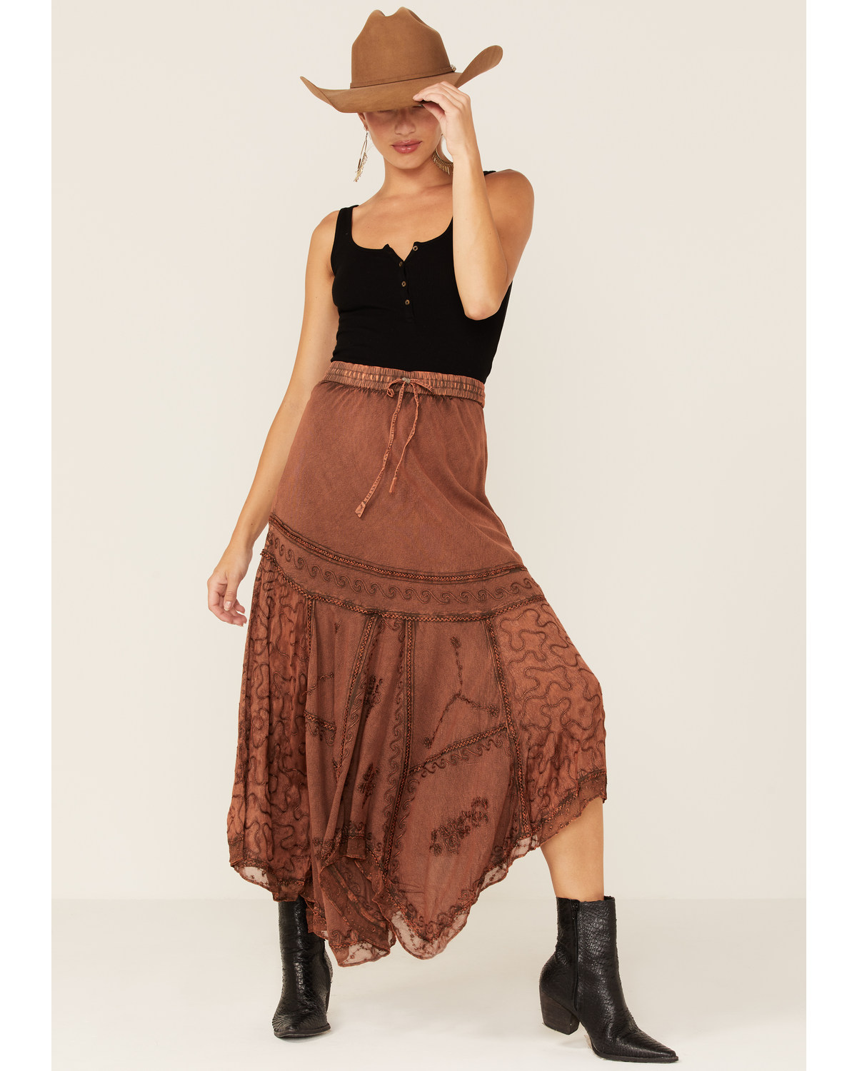 sequin maxi skirt western