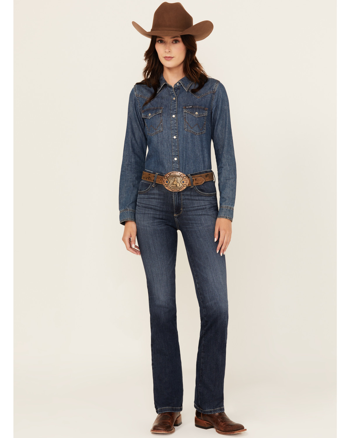 Wrangler Women's Lacey Dark Wash High Rise Bootcut Stretch Denim Jeans