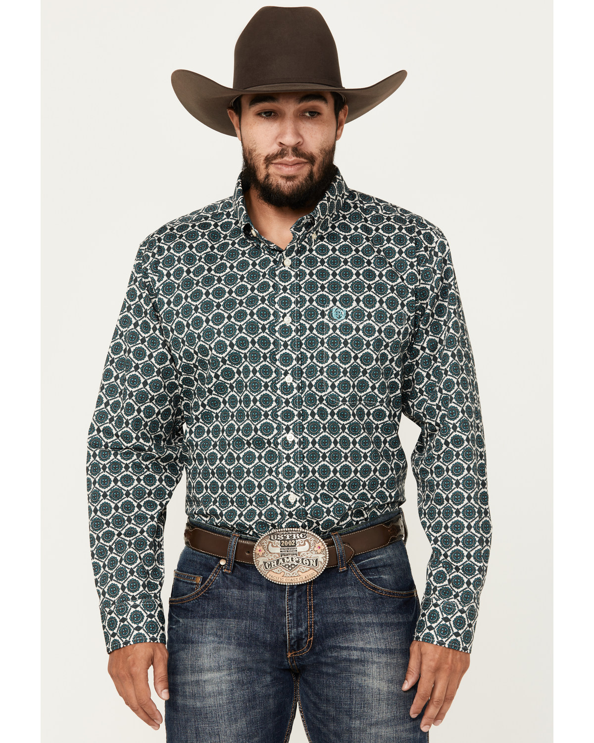 Panhandle Men's Select Medallion Long Sleeve Button-Down Western Shirt