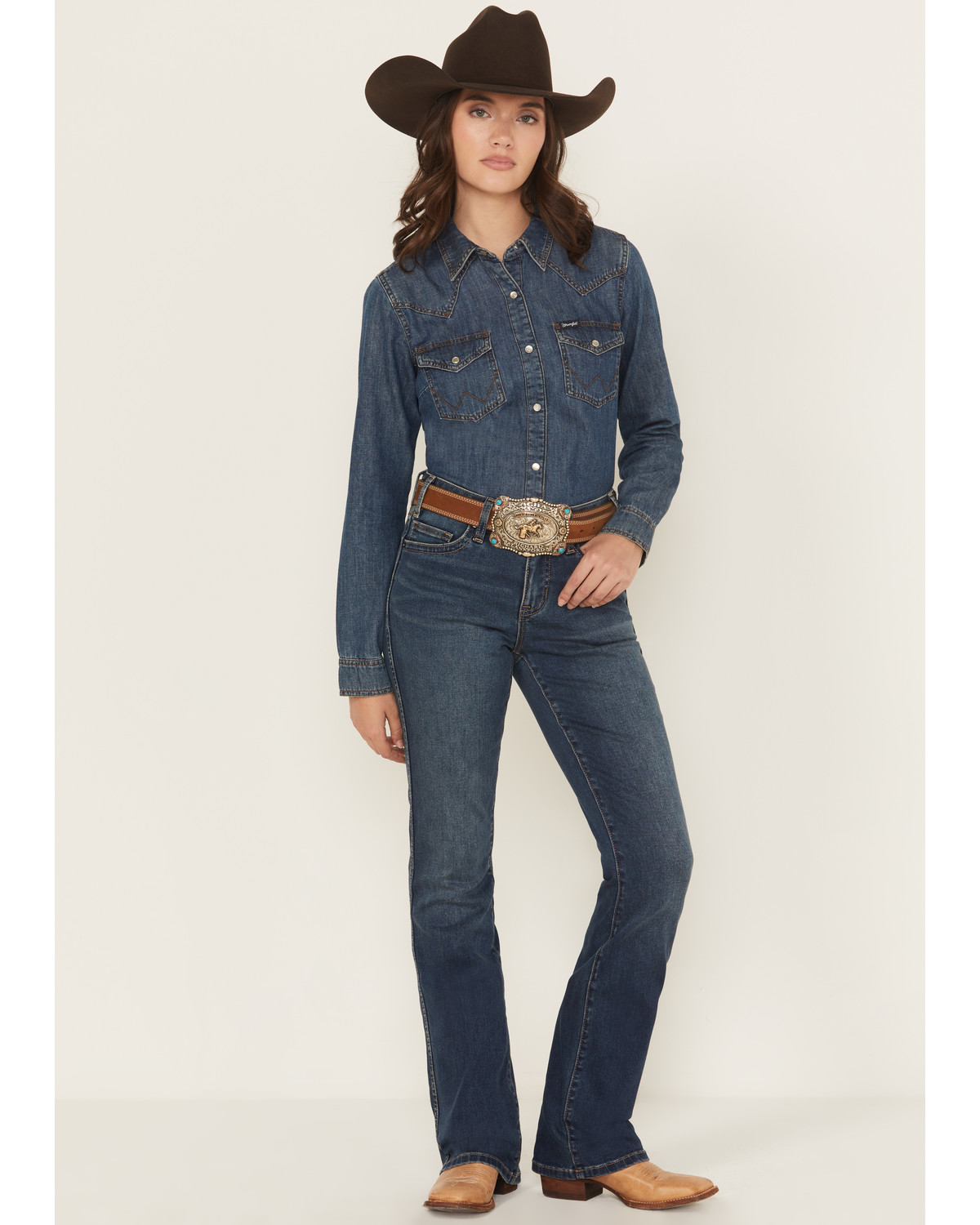 Rock & Roll Denim Women's Medium Wash Mid Rise Bootcut Stretch Jeans