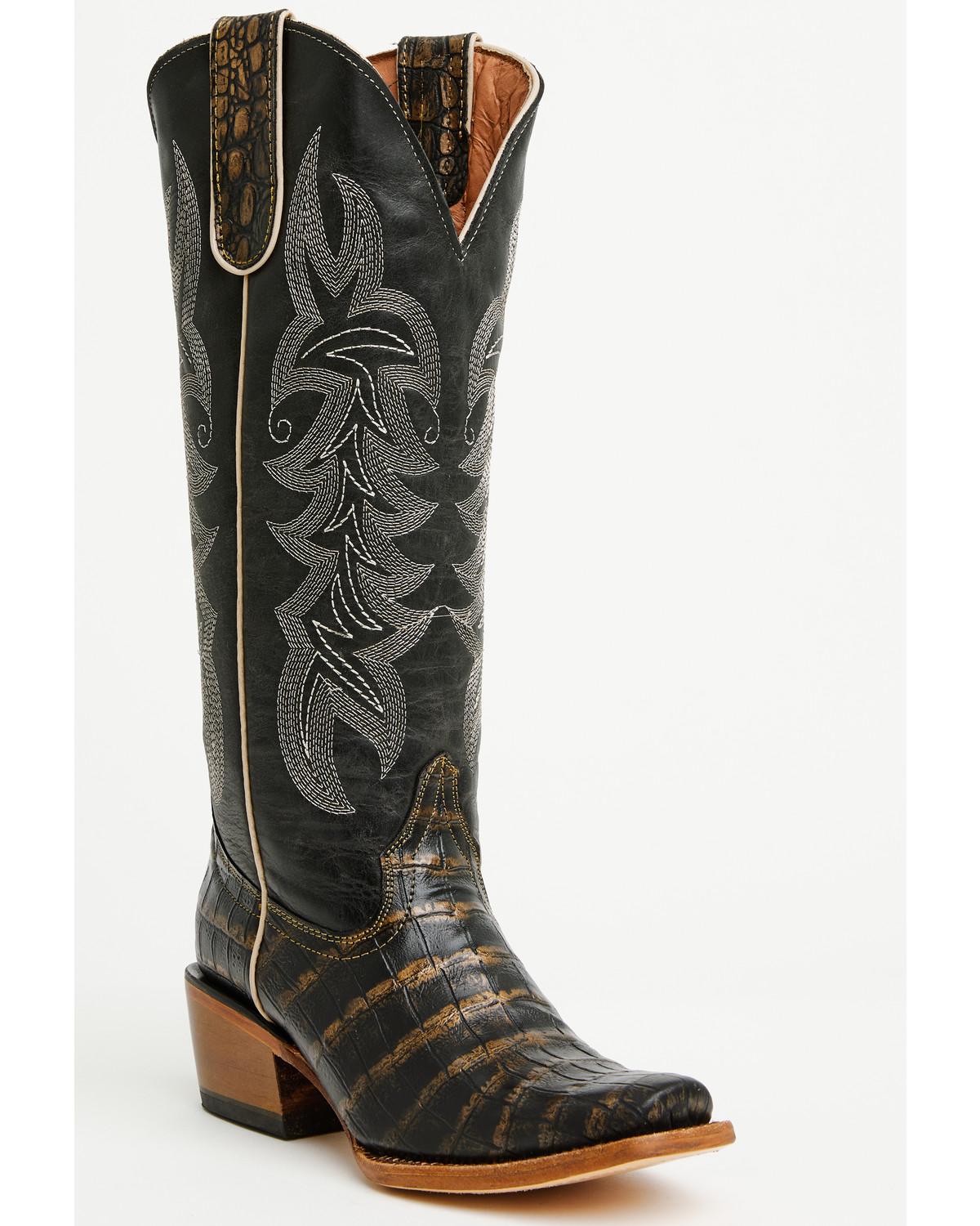 Tanner Mark Women's Caiman Print Tall Western Boots - Square Toe