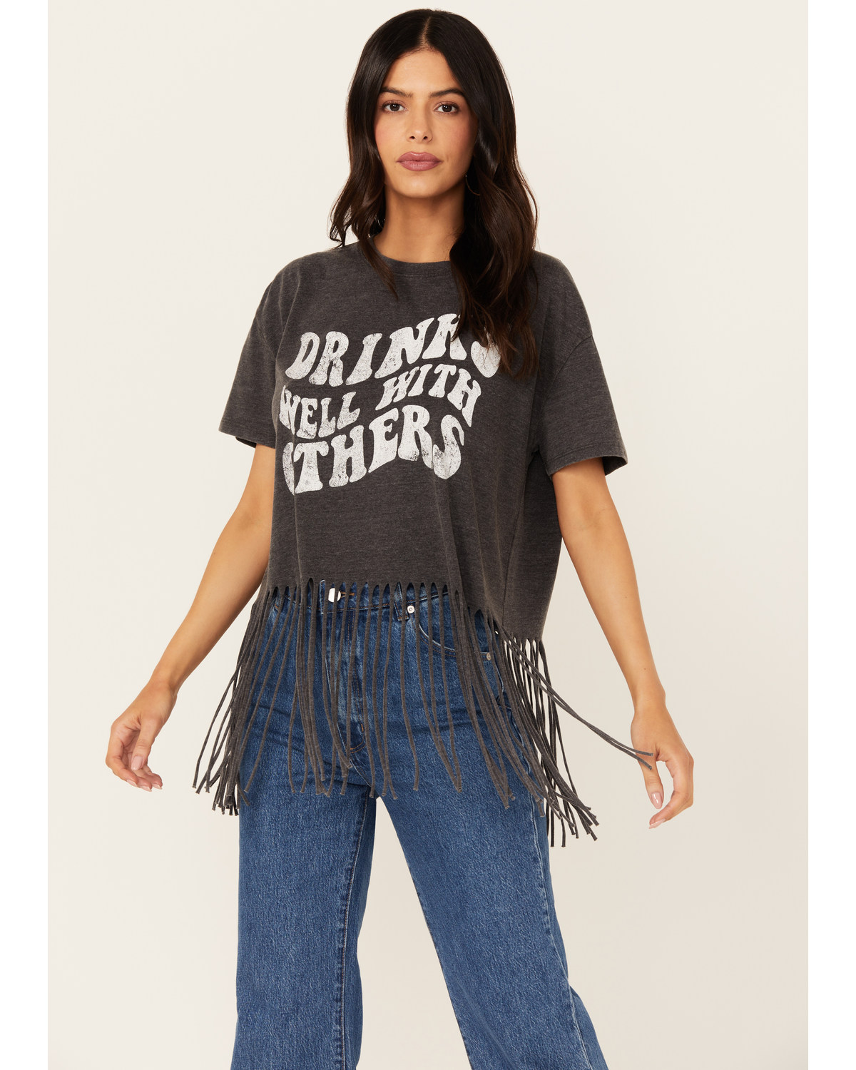 Blended Women's Drinks Well With Others Fringe Graphic Tee