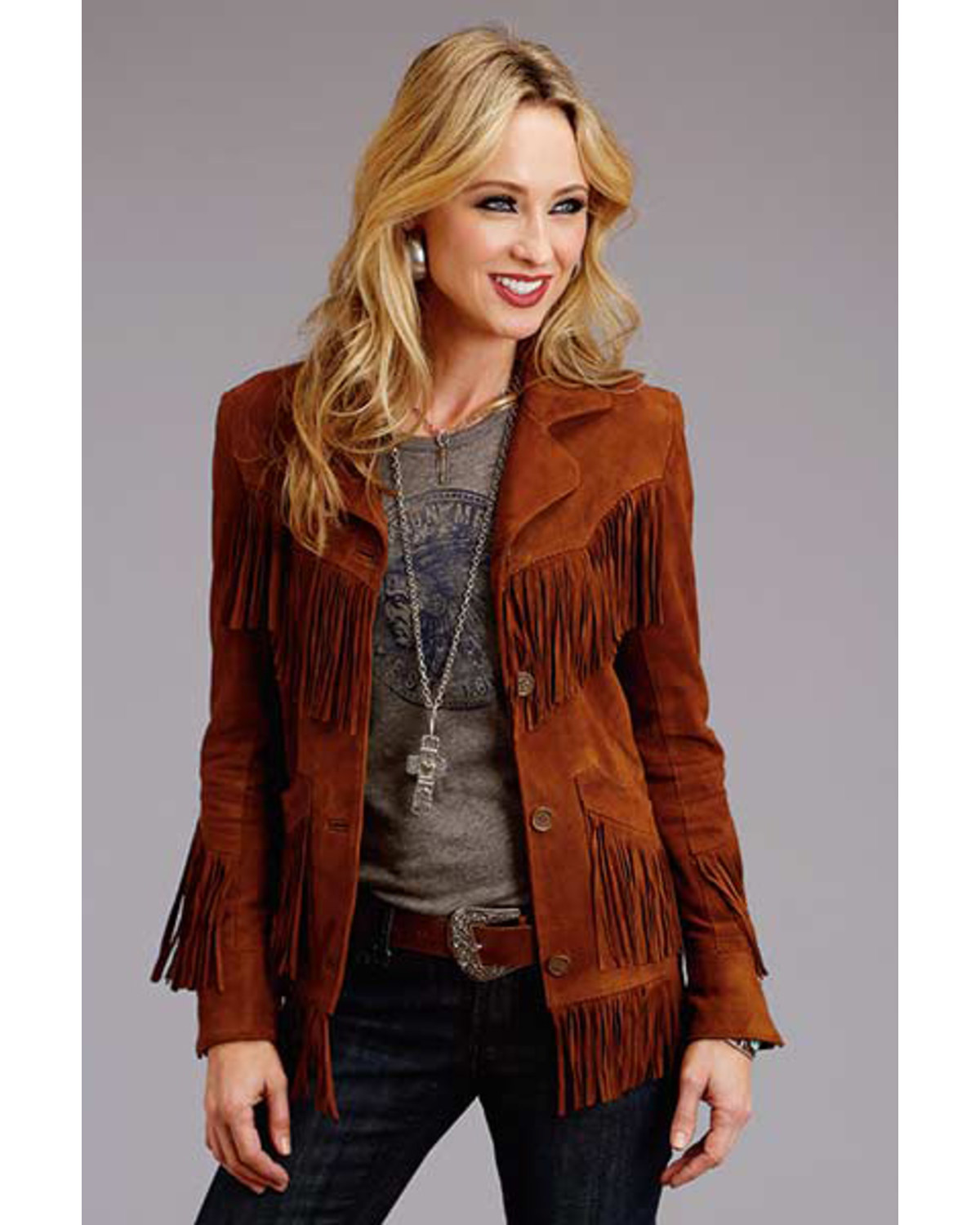 tan suede tassel jacket