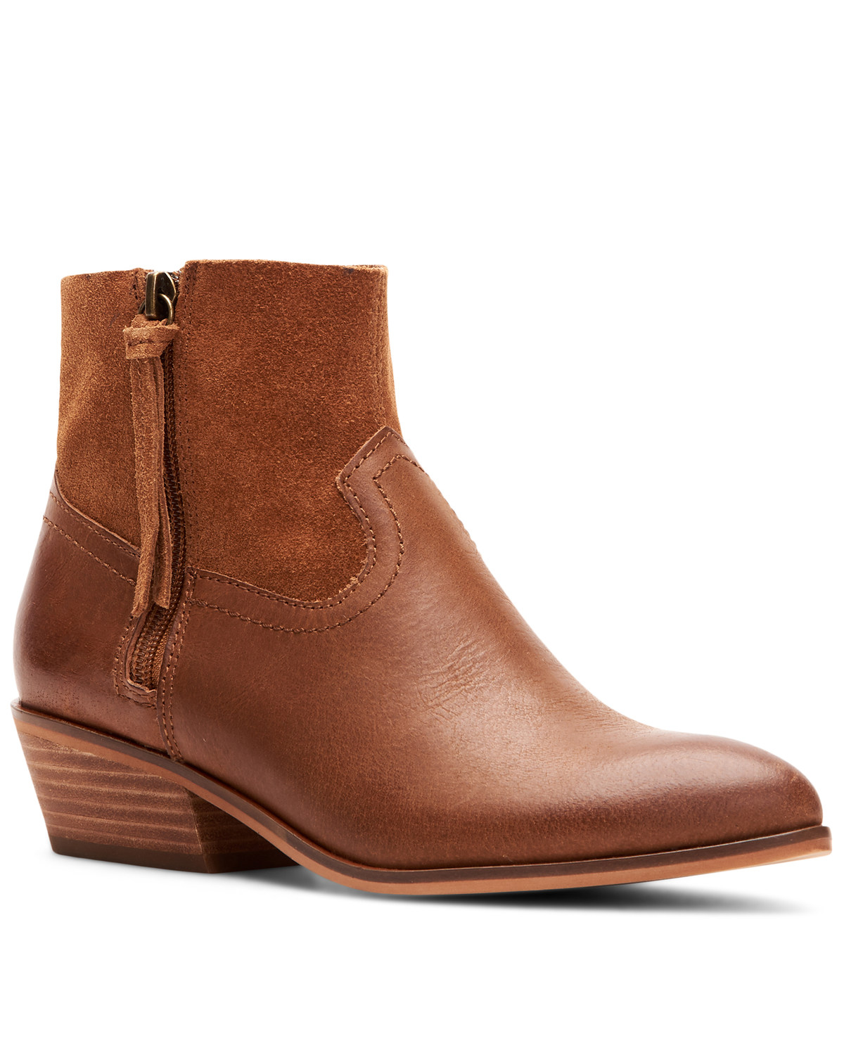 women's cognac leather booties