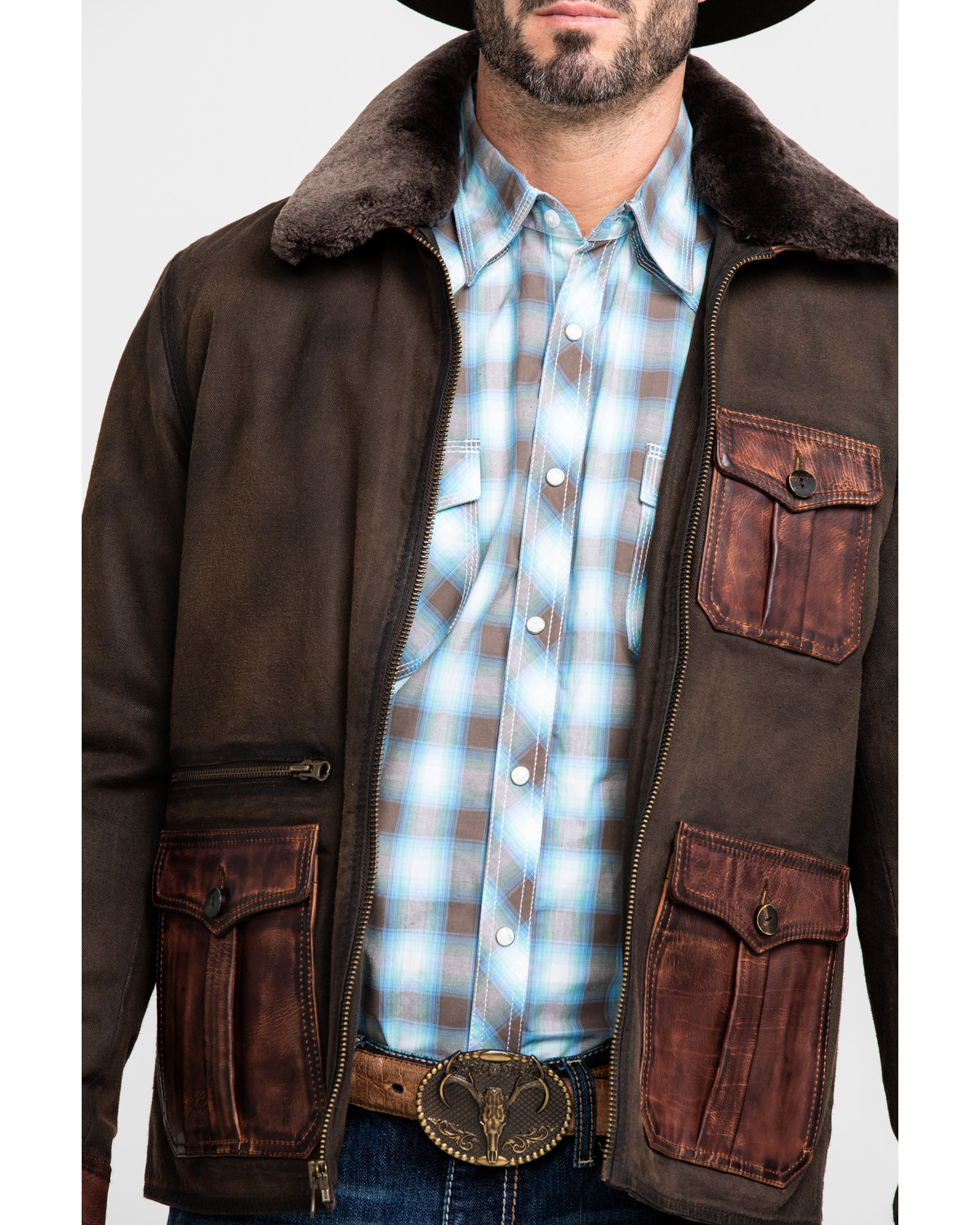 Scully Leatherwear Men's Canvas Leather Trim Jacket | Boot Barn