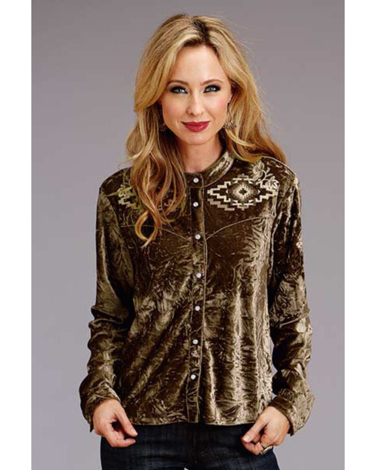 Velvet embroidered shirts Clearance