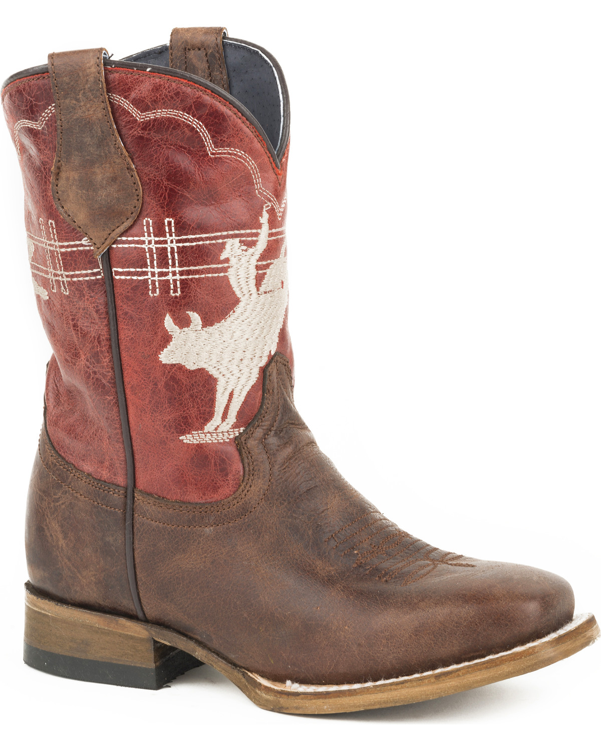 Roper Boys' Bull Rider Embroidered Cowboy Boots Square Toe Boot Barn