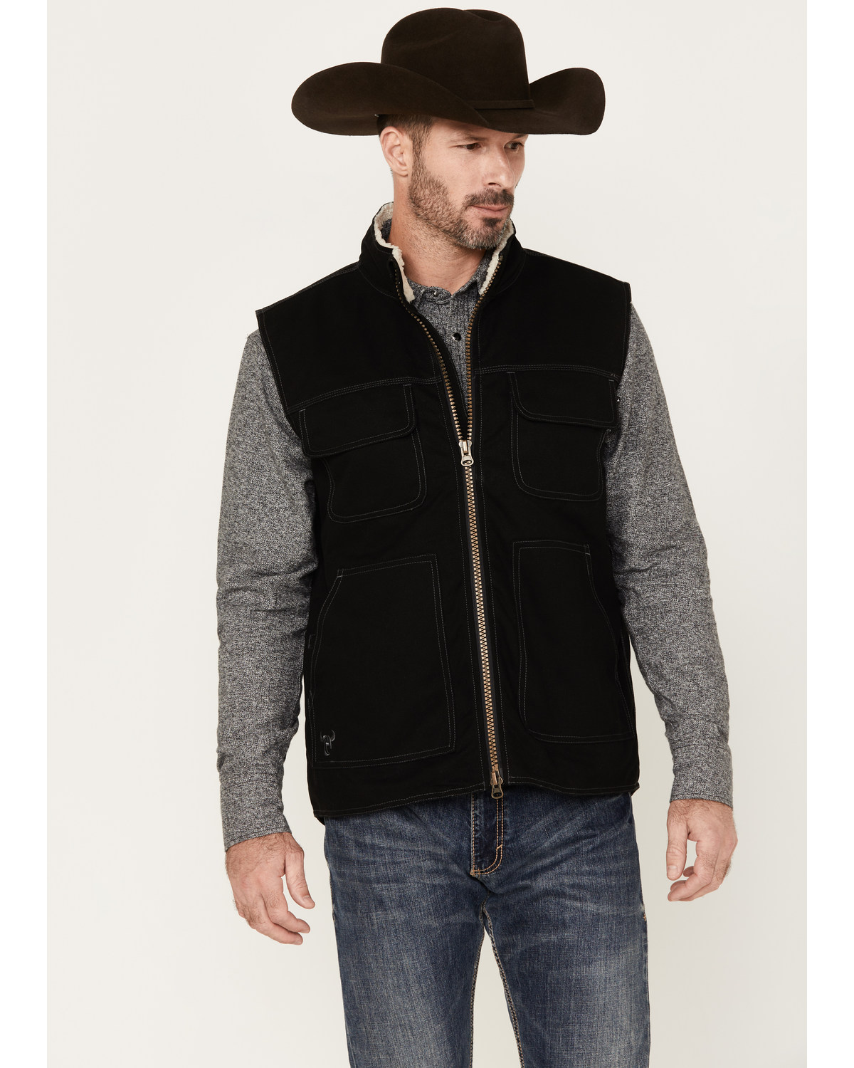 Cowboy Hardware Men's Logo Canvas Solid Workwear Vest