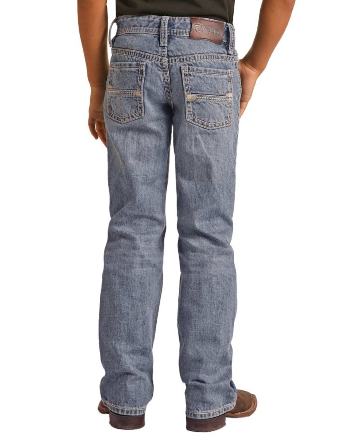Rock & Roll Denim Boys' Medium Wash Flat Seam Bootcut Jeans