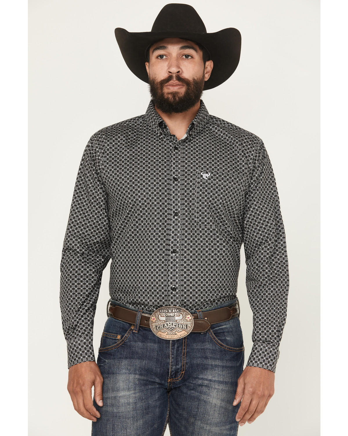 Cowboy Hardware Men's Geo Floral Print Long Sleeve Button-Down Western Shirt