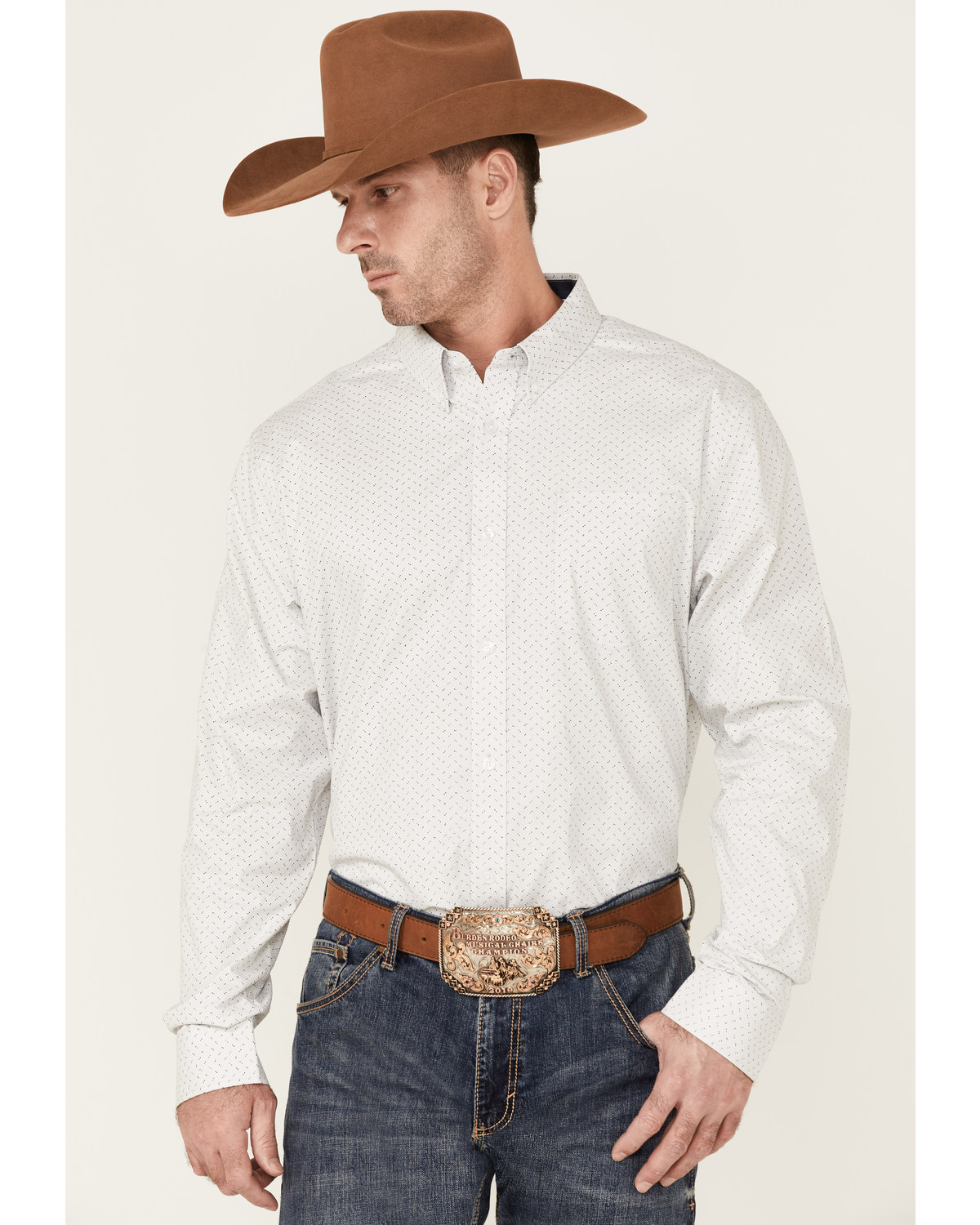 Cody James Core Men's Circuit Board Geo Print Long Sleeve Button-Down Western Shirt