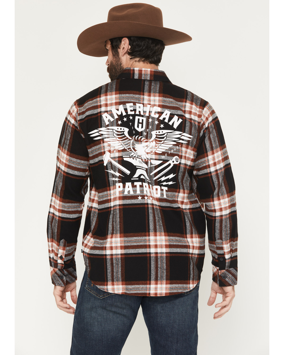Howitzer Men's Boot Barn Exclusive American Patriot Plaid Print Long Sleeve Button-Down Flannel Shirt