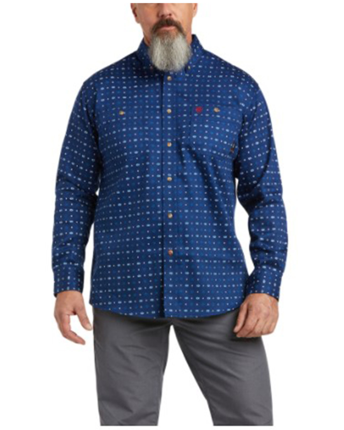 Ariat Men's FR Twilight Geo Print Long Sleeve Button Down Work Shirt