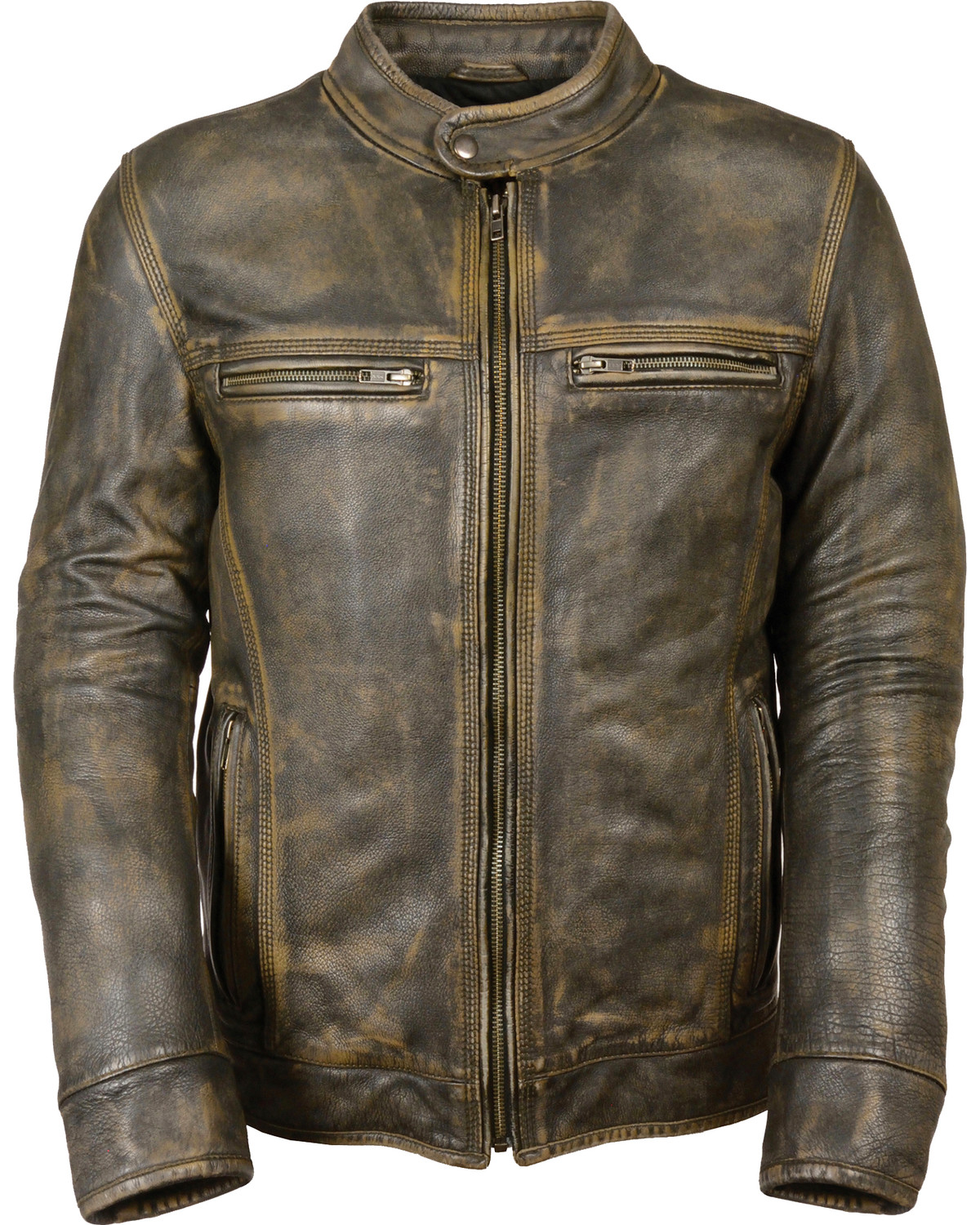 Milwaukee Leather Men's Distressed Scooter Jacket with Venting - Big
