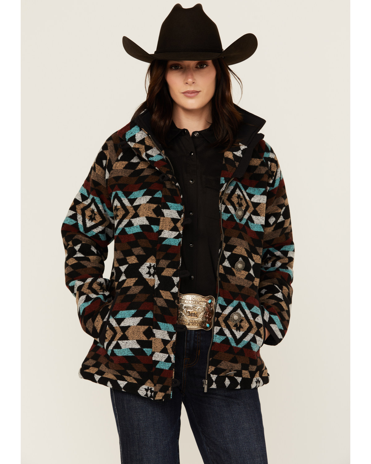 Cruel Girl Women's Southwestern Print Tweed Jacket