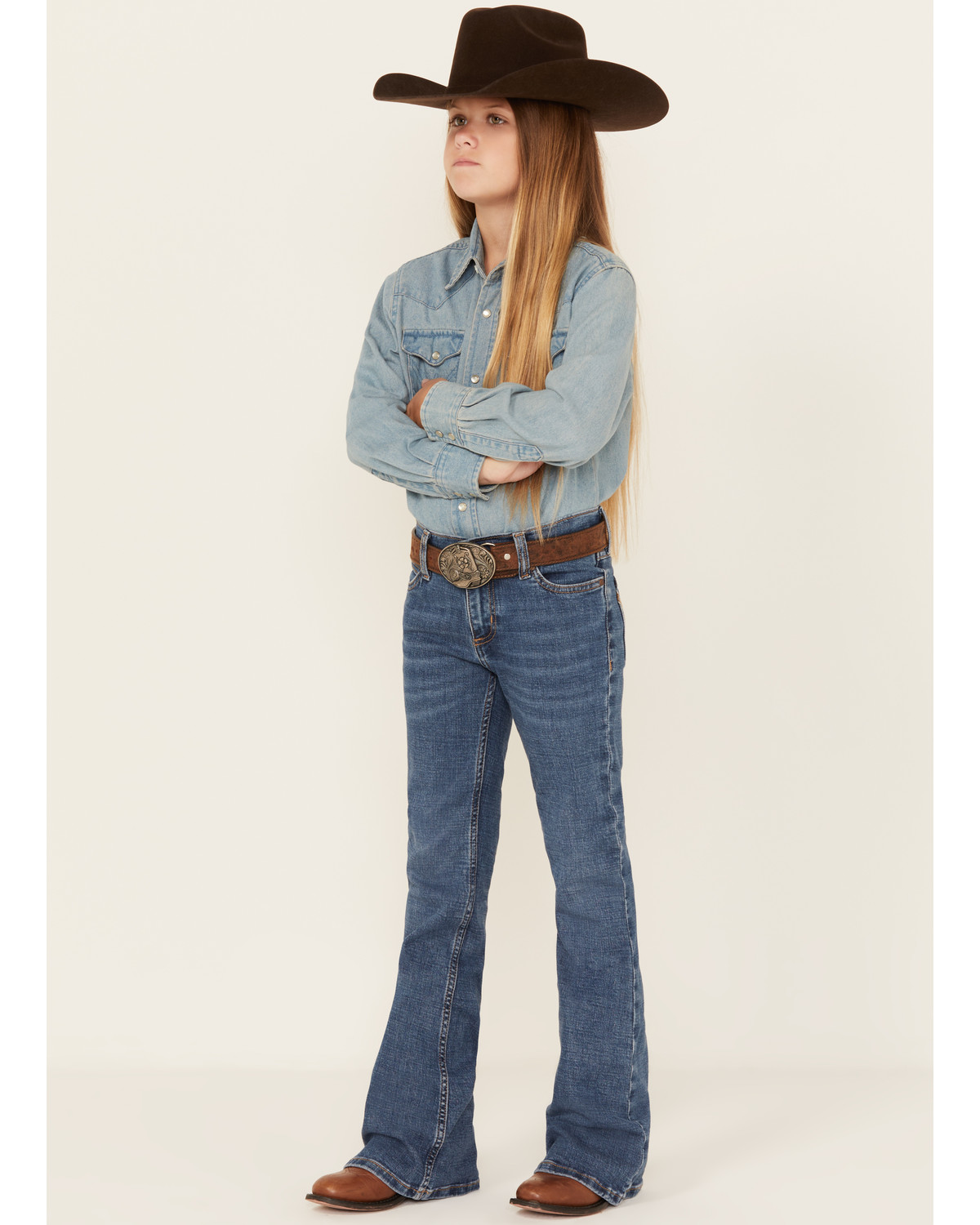 Wrangler Girls' Medium Wash Flare Denim Jeans