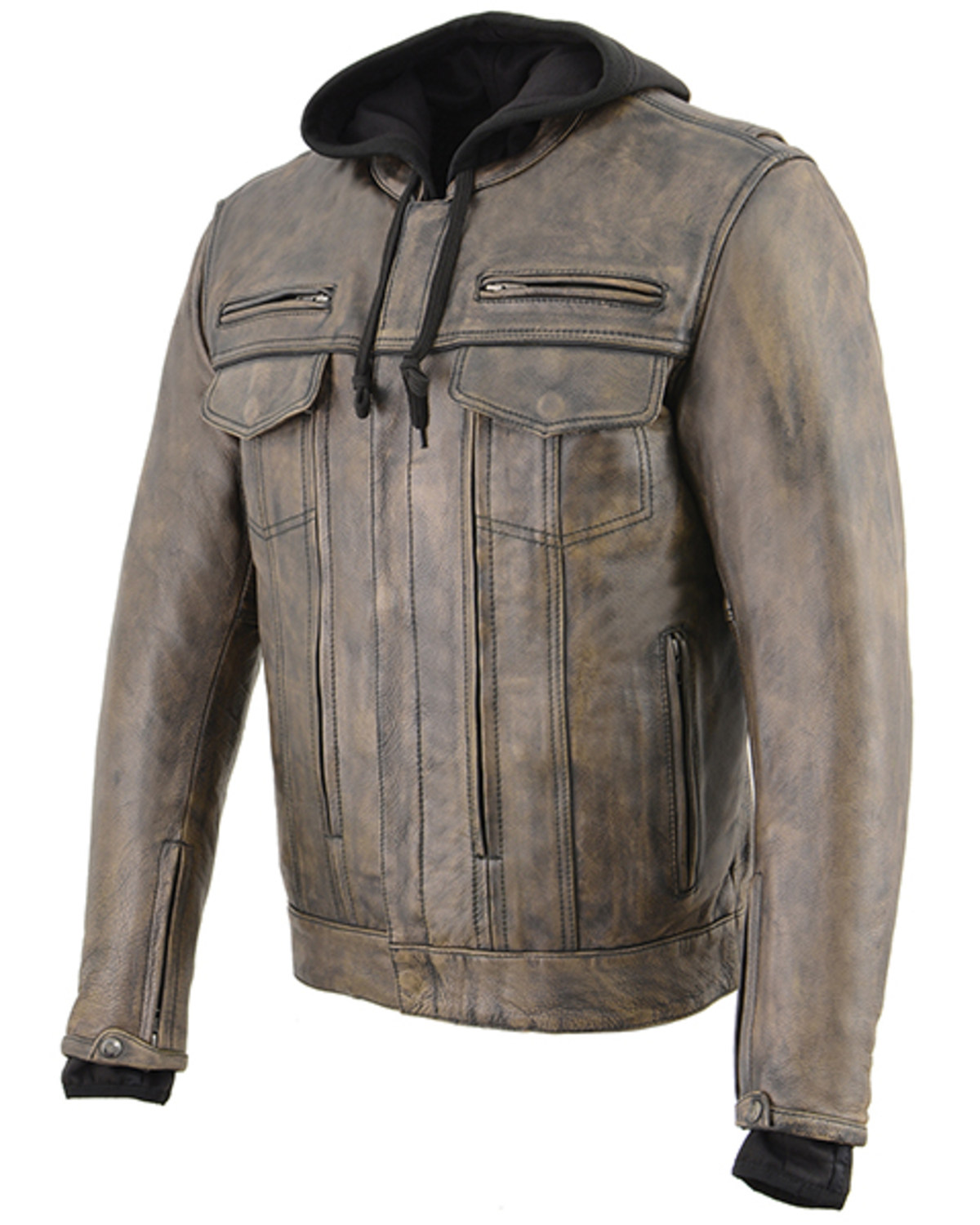 Milwaukee Leather Men's Distressed Utility Pocket Ventilated Concealed Carry Motorcycle Jacket