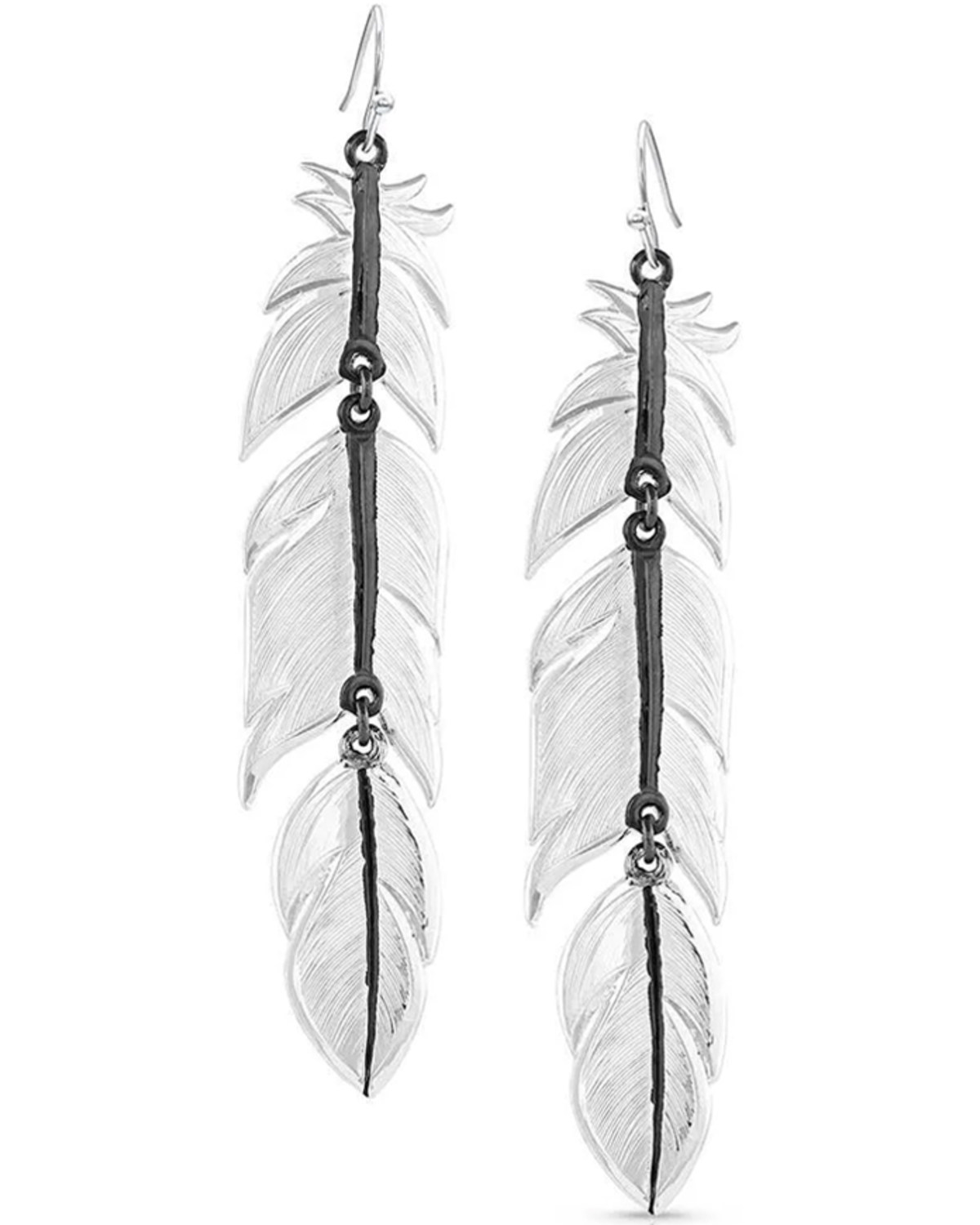 Montana Silversmiths Women's Silver Midnight Magic Feather Dangle Earrings