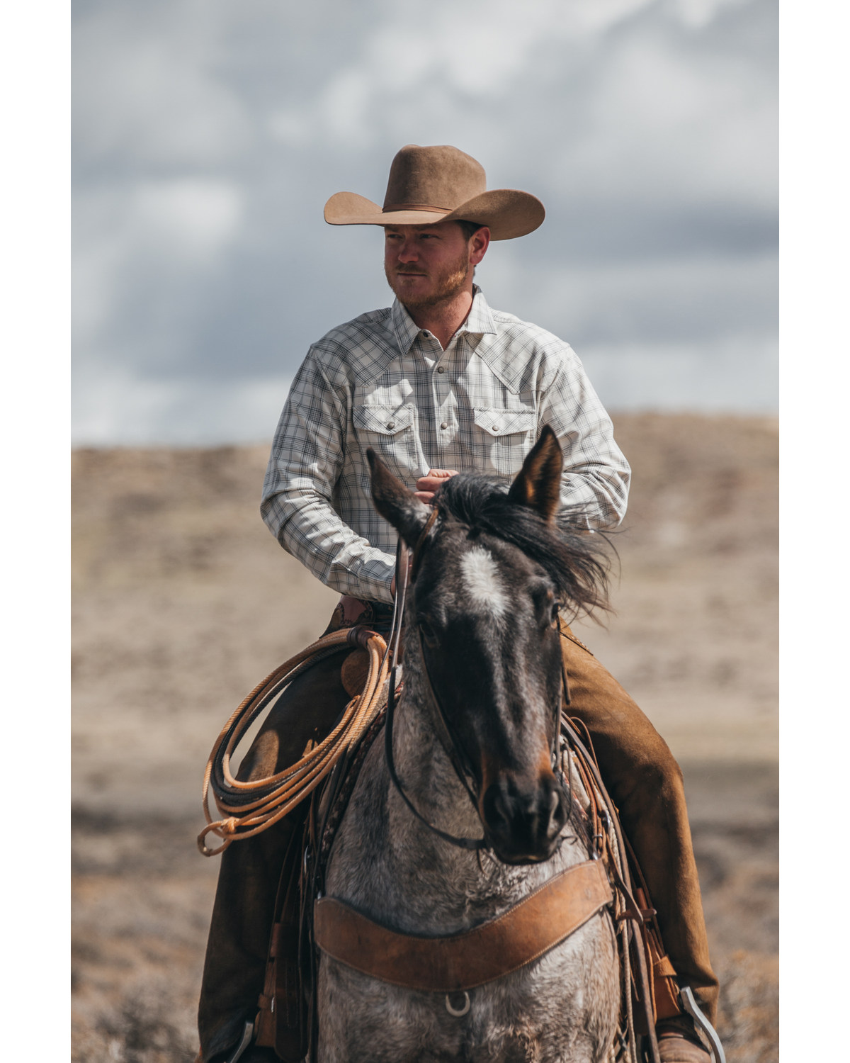 Blue Ranchwear Men's Yarn-Dye Plaid Print Long Sleeve Snap Western Shirt