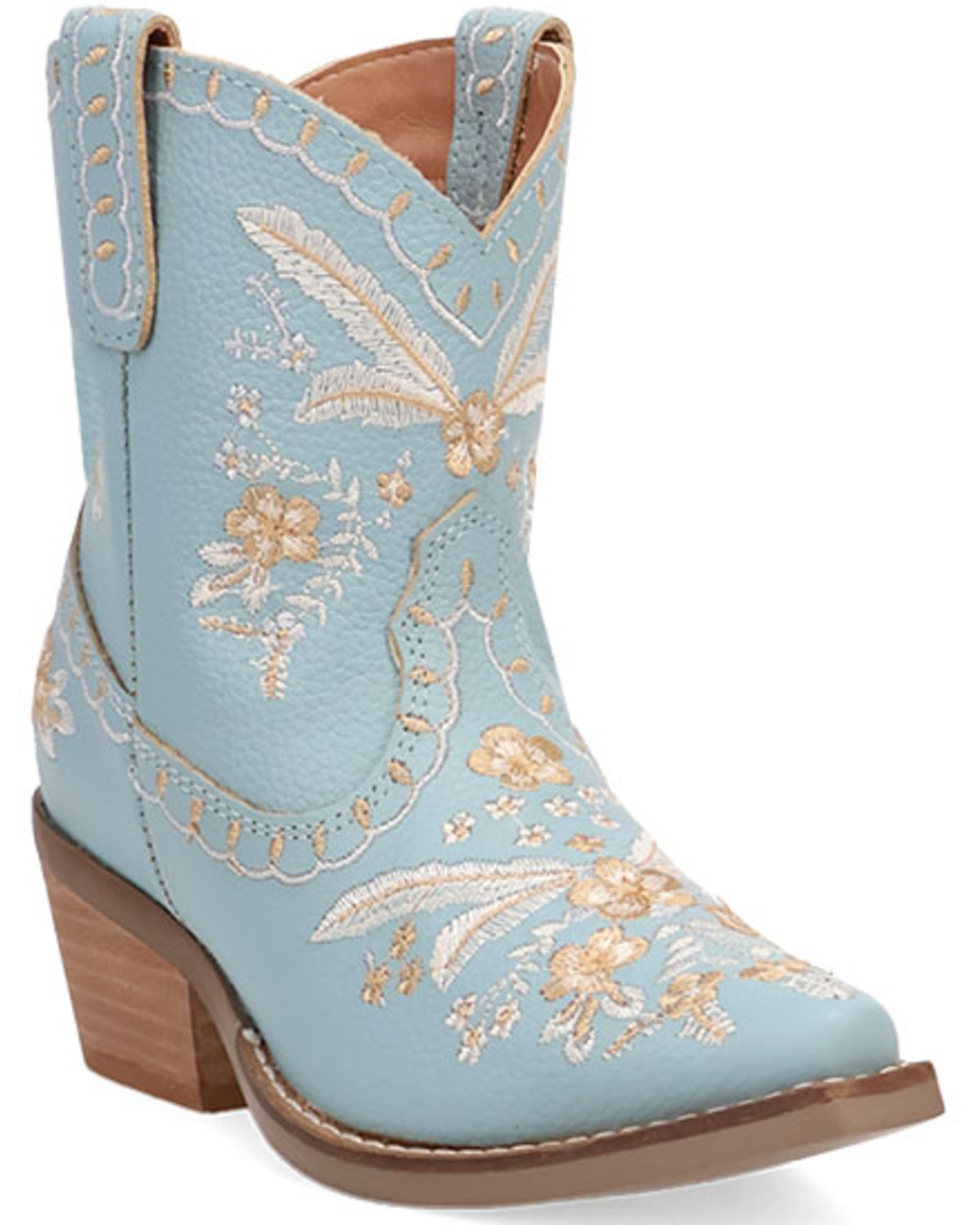 Dingo Little Girls' Primrose Embroidered Western Booties - Snip Toe