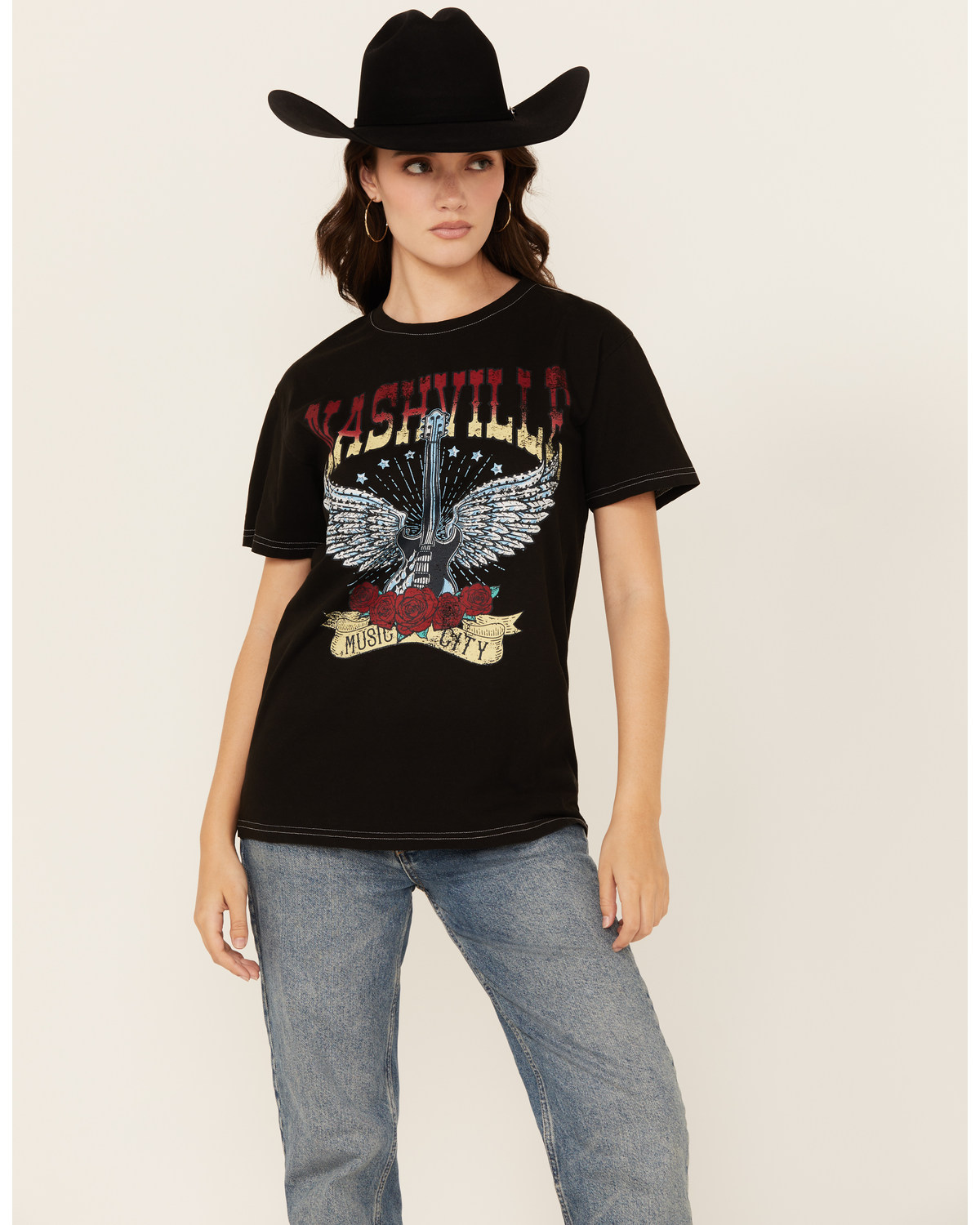 Cut & Paste Women's Nashville Guitar Short Sleeve Graphic Tee