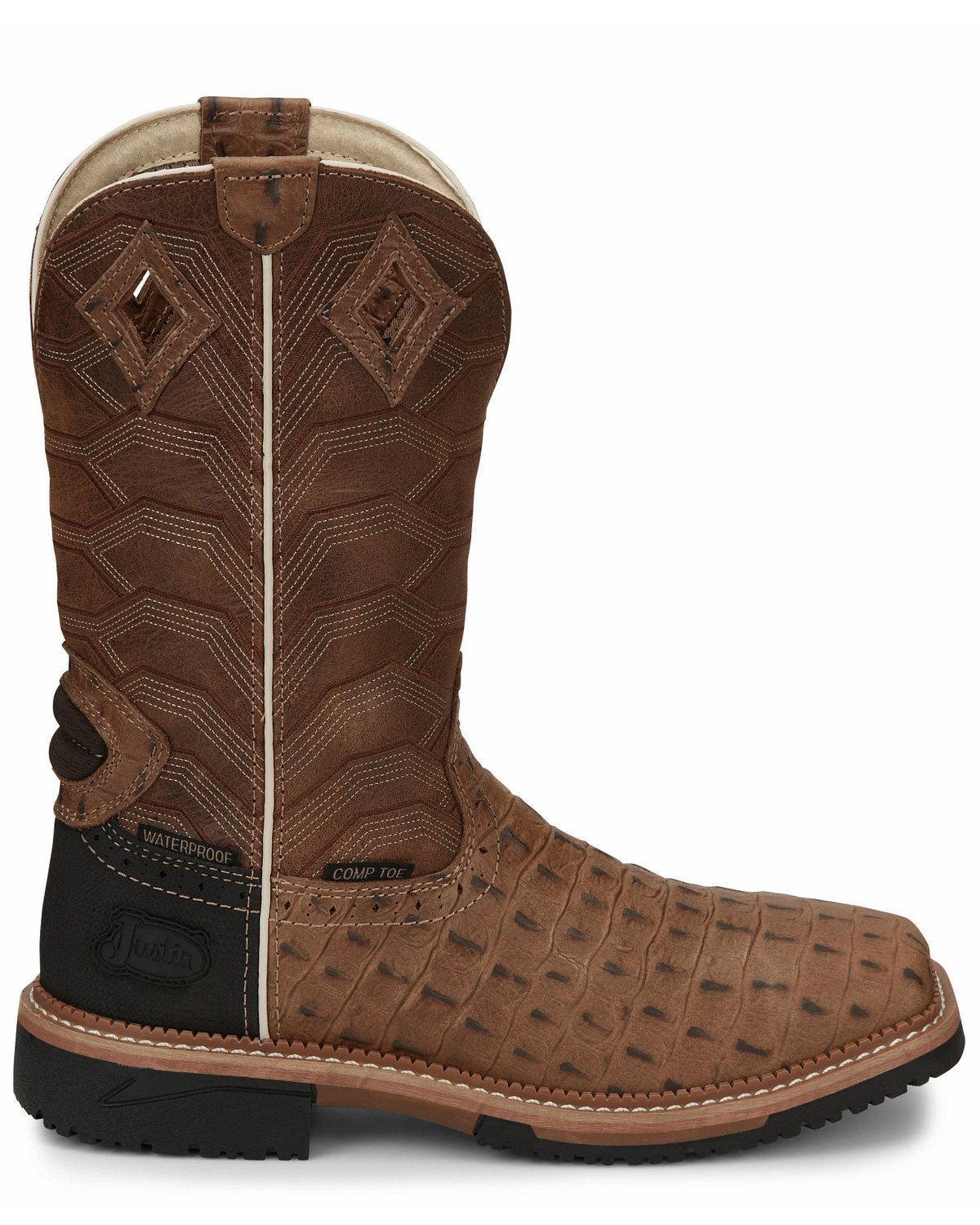 justin derrickman croc print composite toe work boots
