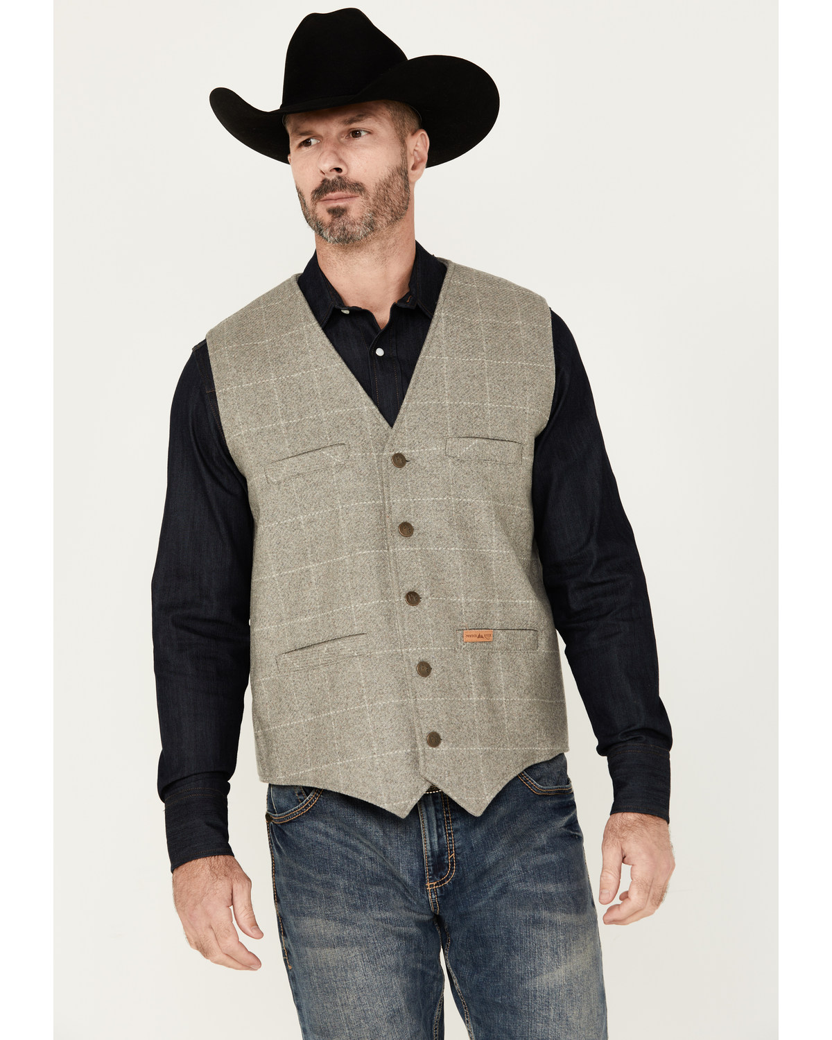Powder River Outfitters Men's Plaid Print Wool Vest