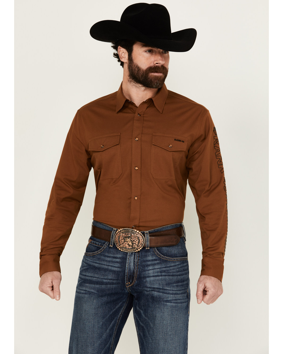 RANK 45® Men's South West Action Twill Long Sleeve Snap Performance Western Shirt
