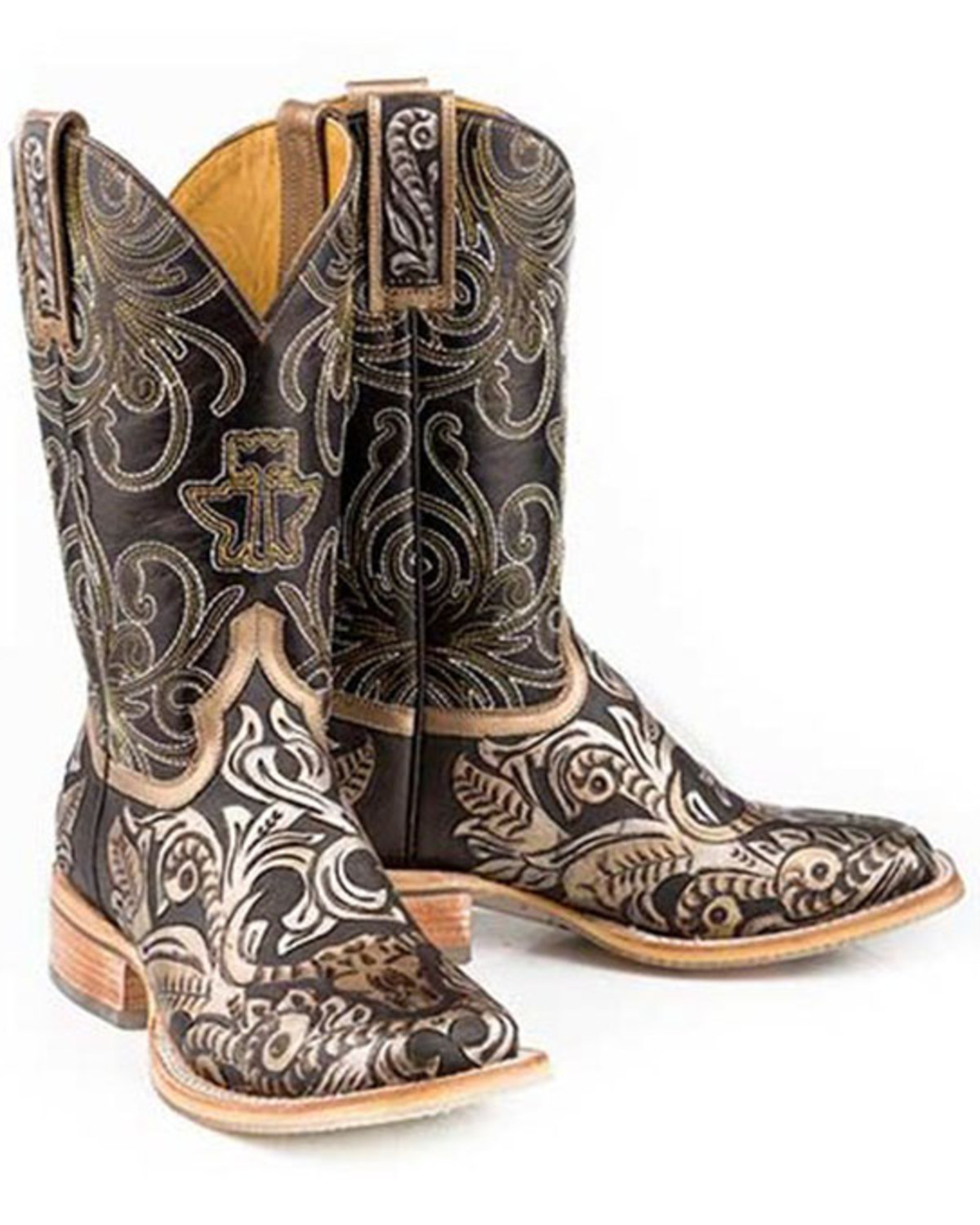 Tin Haul Women's Golden Horns Western Boots - Broad Square Toe