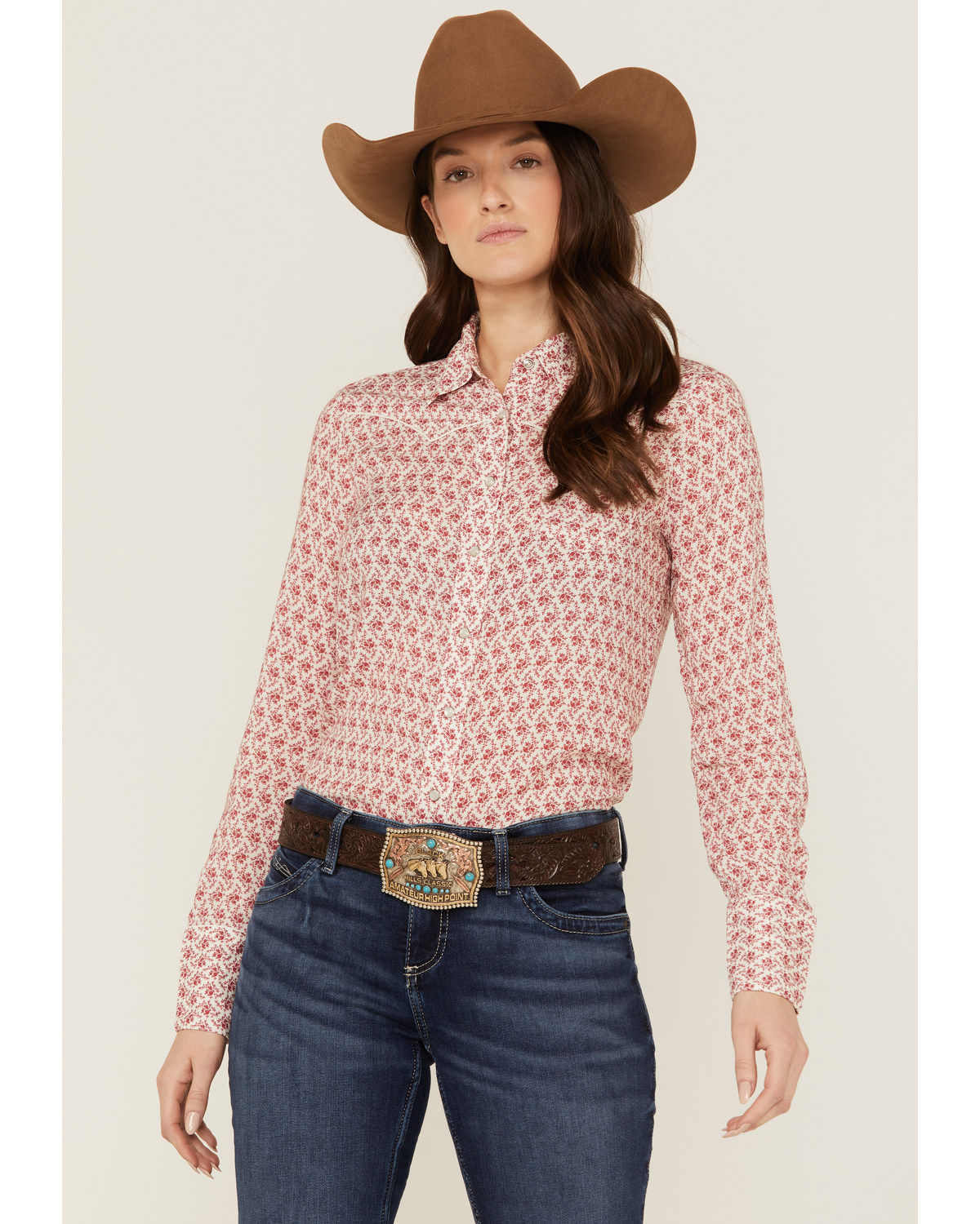 Stetson Women's Floral Print Long Sleeve Pearl Snap Western Shirt