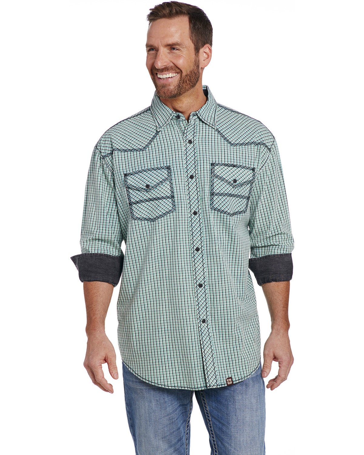 Cowboy Up Men's Vintage Wash Plaid Long 