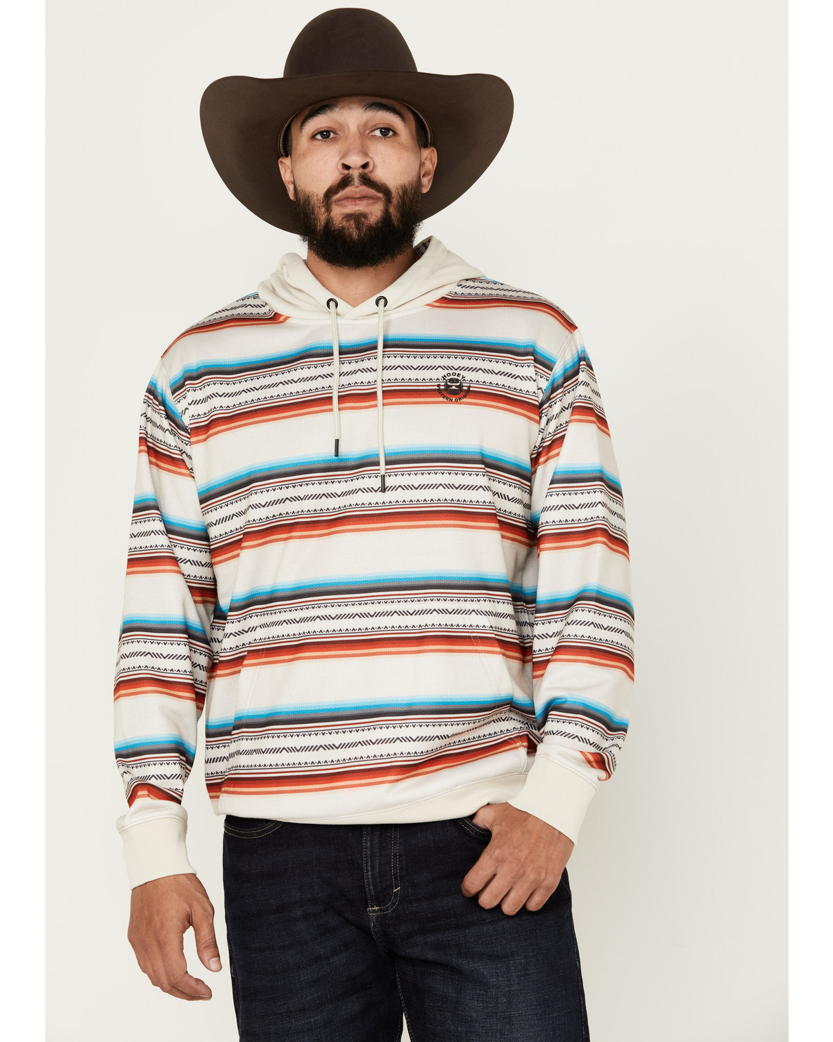 Hooey Men's Mesa Serape Striped Hooded Sweatshirt