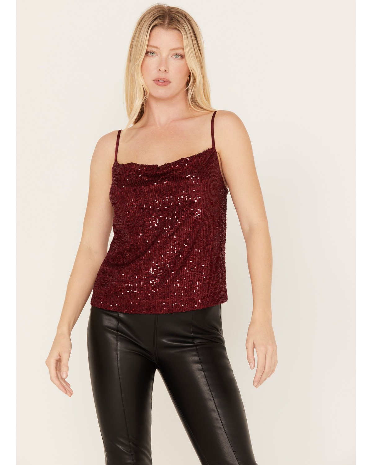 By Together Women's Sequin Cowl Neck Tank