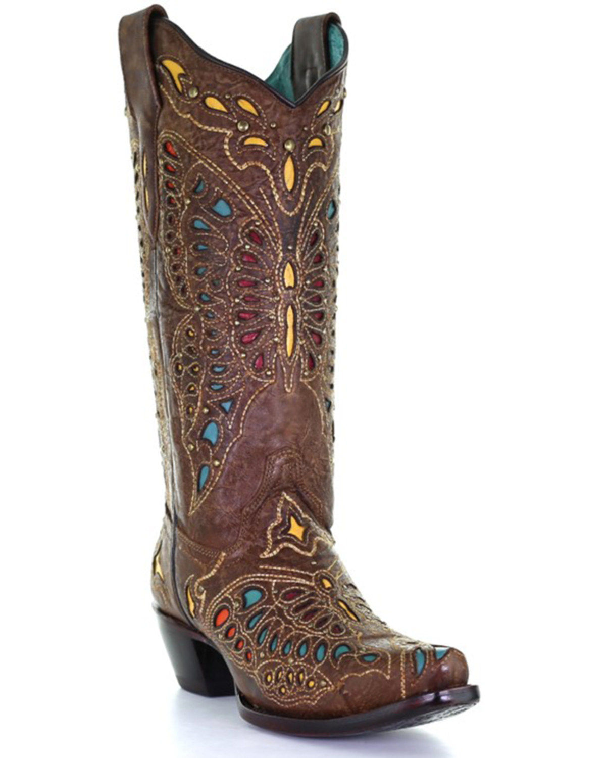 Corral Women's Butterfly Inlay Western Boots - Snip Toe
