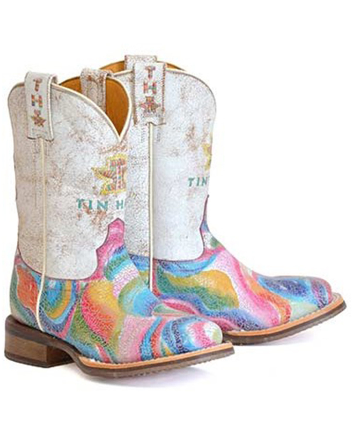 Tin Haul Little Girls' Color Burst Western Boots - Broad Square Toe