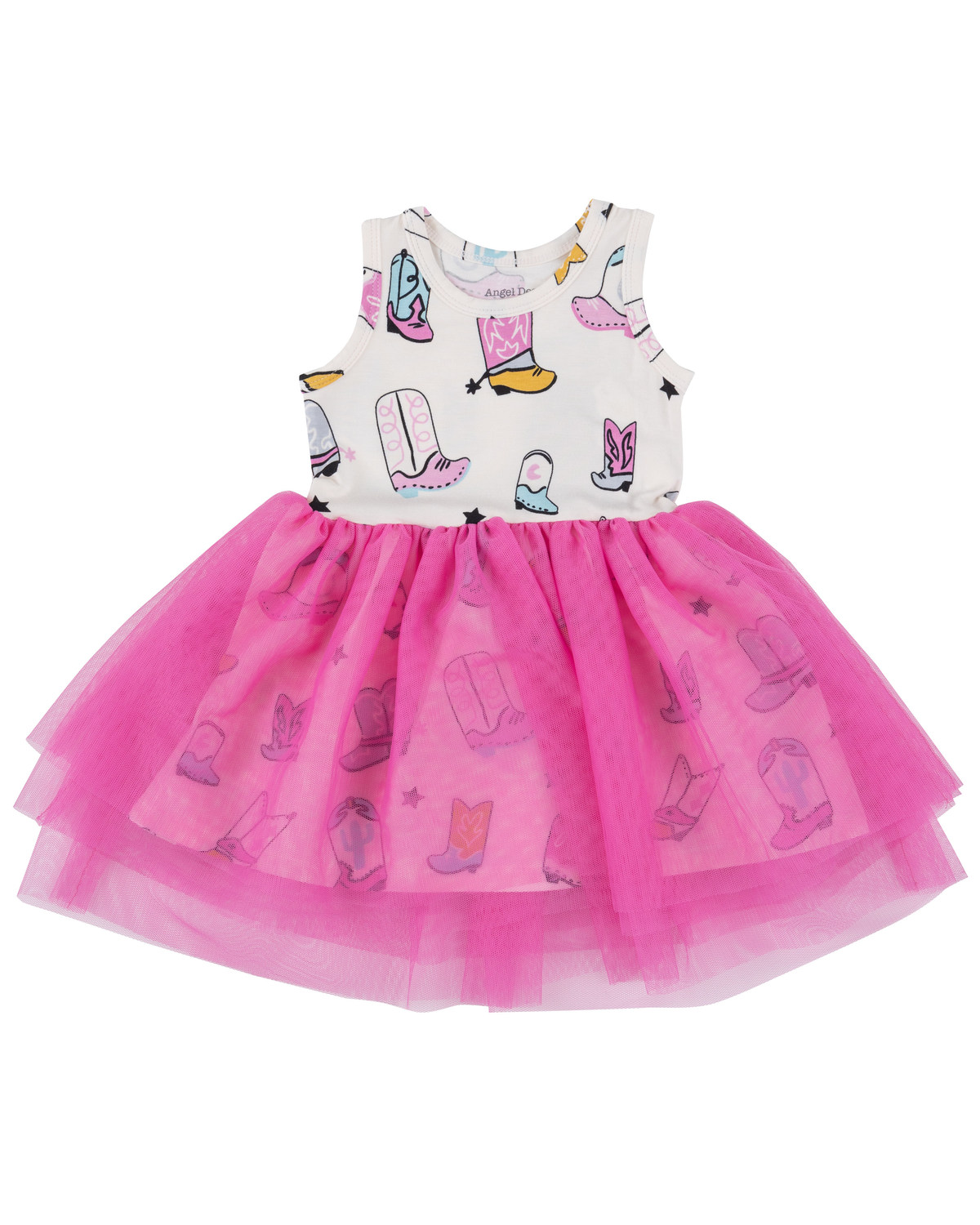 Angel Dear Infant Girls' Boot Print Sleeveless Tutu Dress