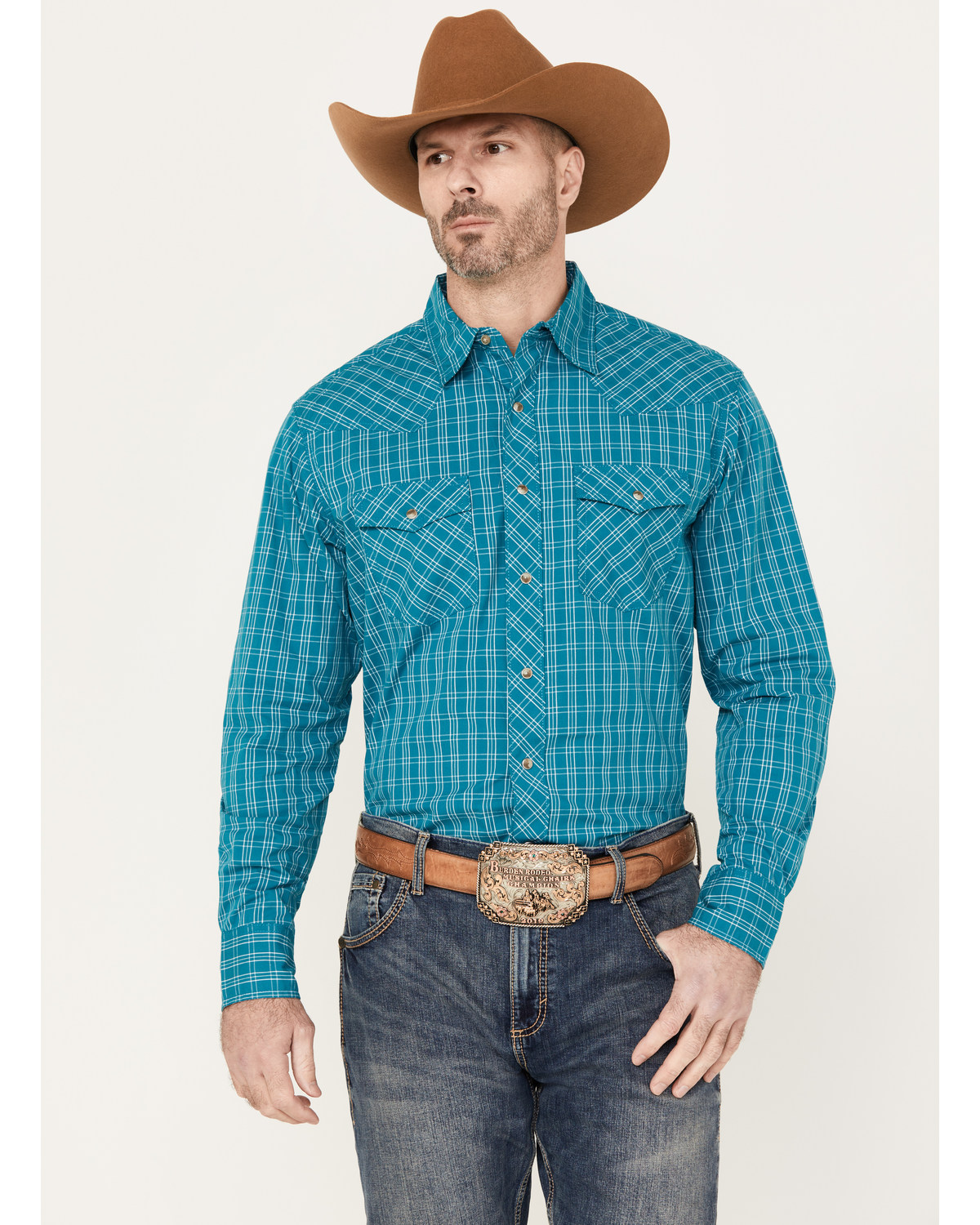 Wrangler 20X Men's Advanced Comfort Plaid Print Long Sleeve Snap Western Shirt