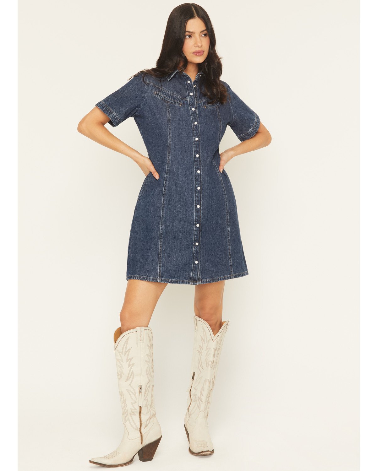 Levi's Premium Women's Rinoa Dark Wash Short Sleeve Denim Mini Dress