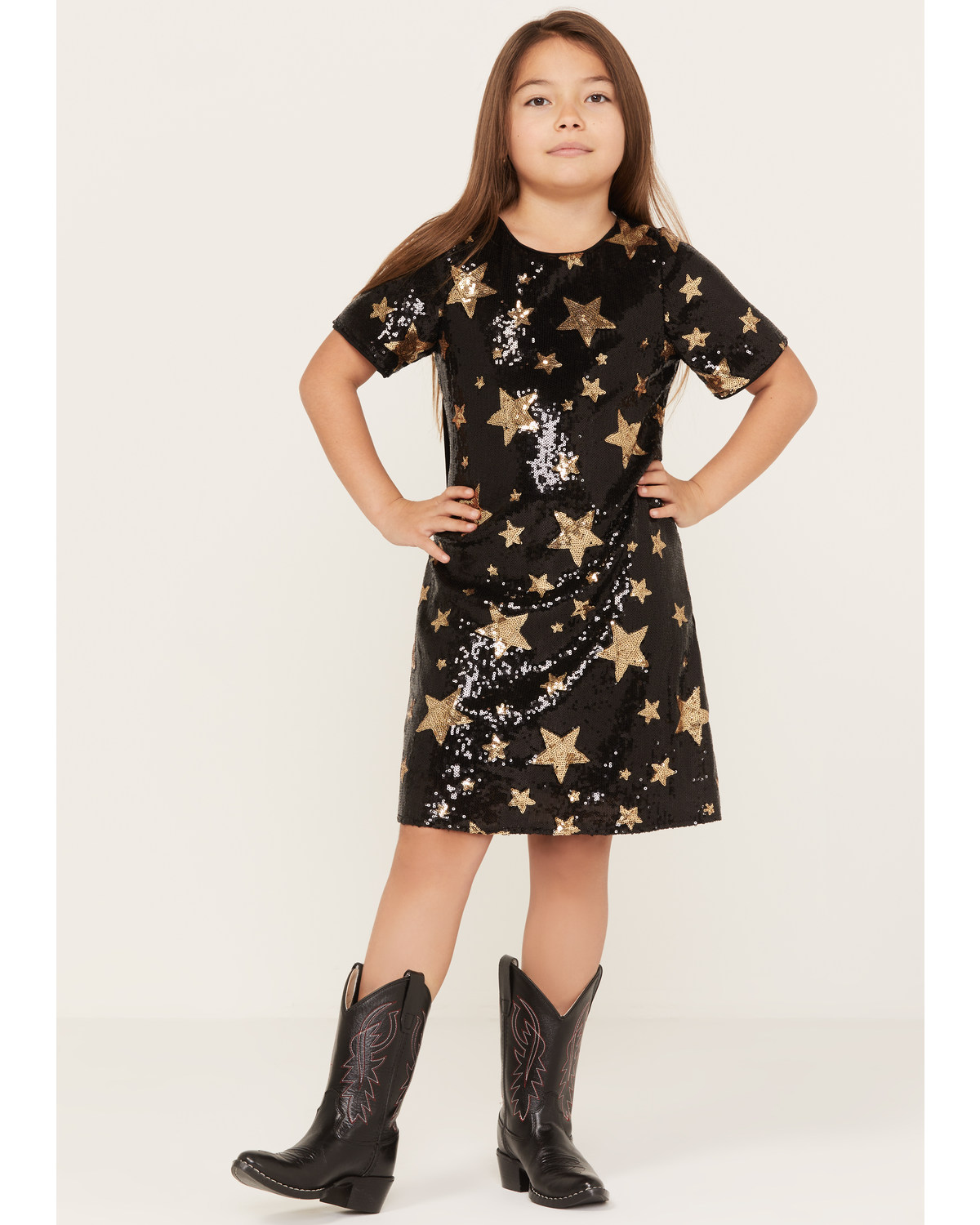 Hayden LA Girls' Star Print Sequin Dress