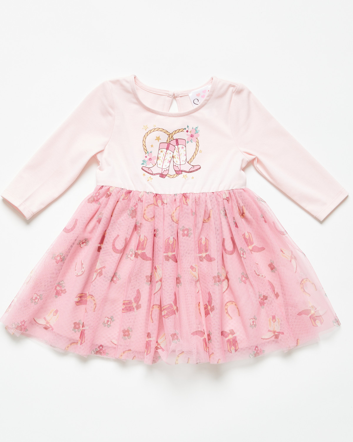 Sugar California Infant Girls' Cowboy Boot Long Sleeve Tutu Dress