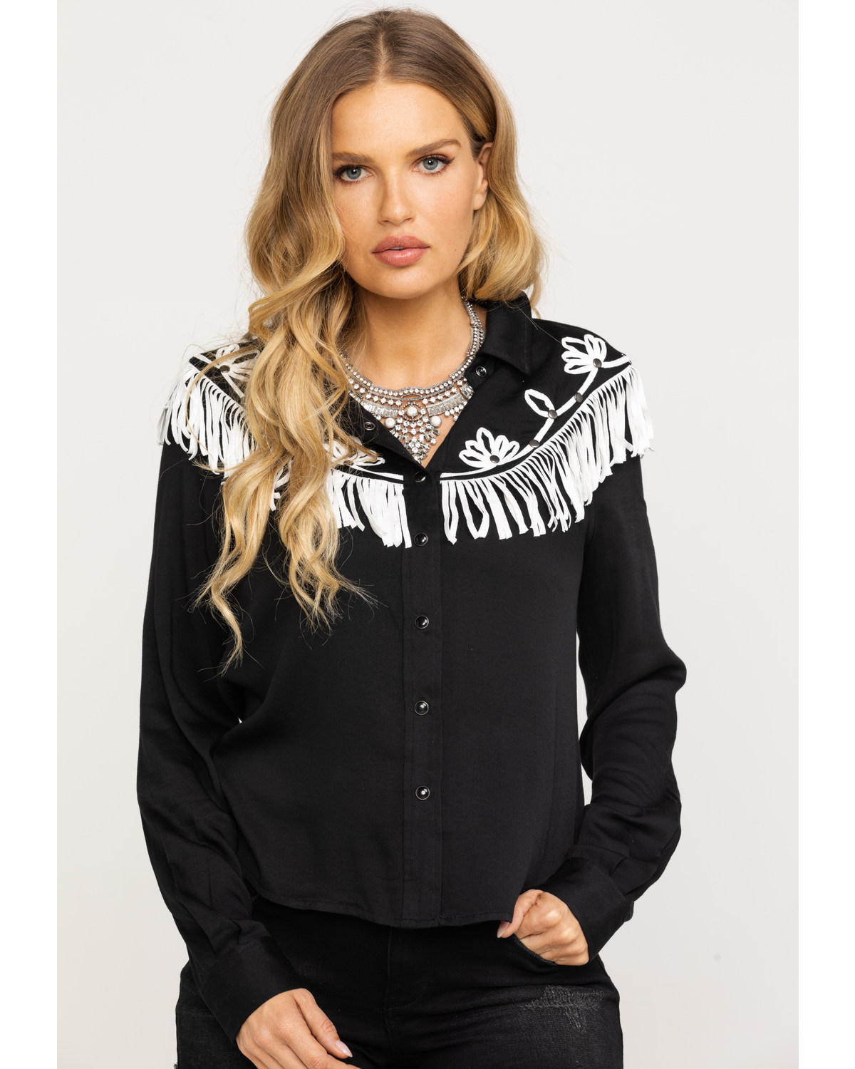 Cowgirl tops with fringe clearance