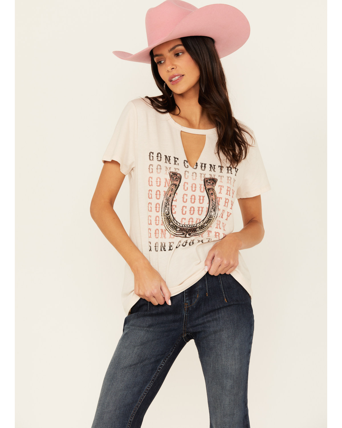Blended Women's Gone Country Rhinestone Short Sleeve Graphic Tee