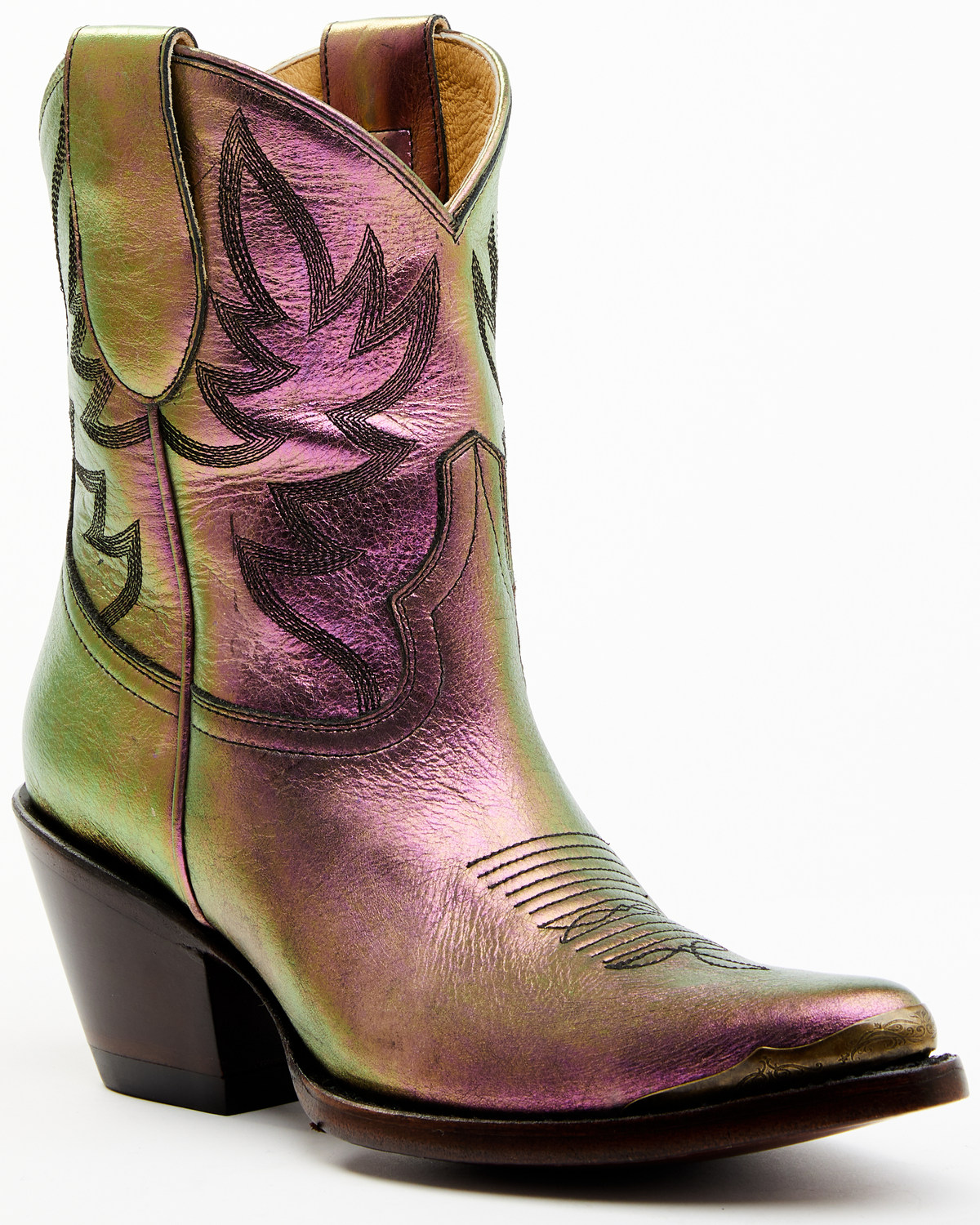 Idyllwind Women's Dazzled Iridescent Metallic Leather Booties - Pointed Toe